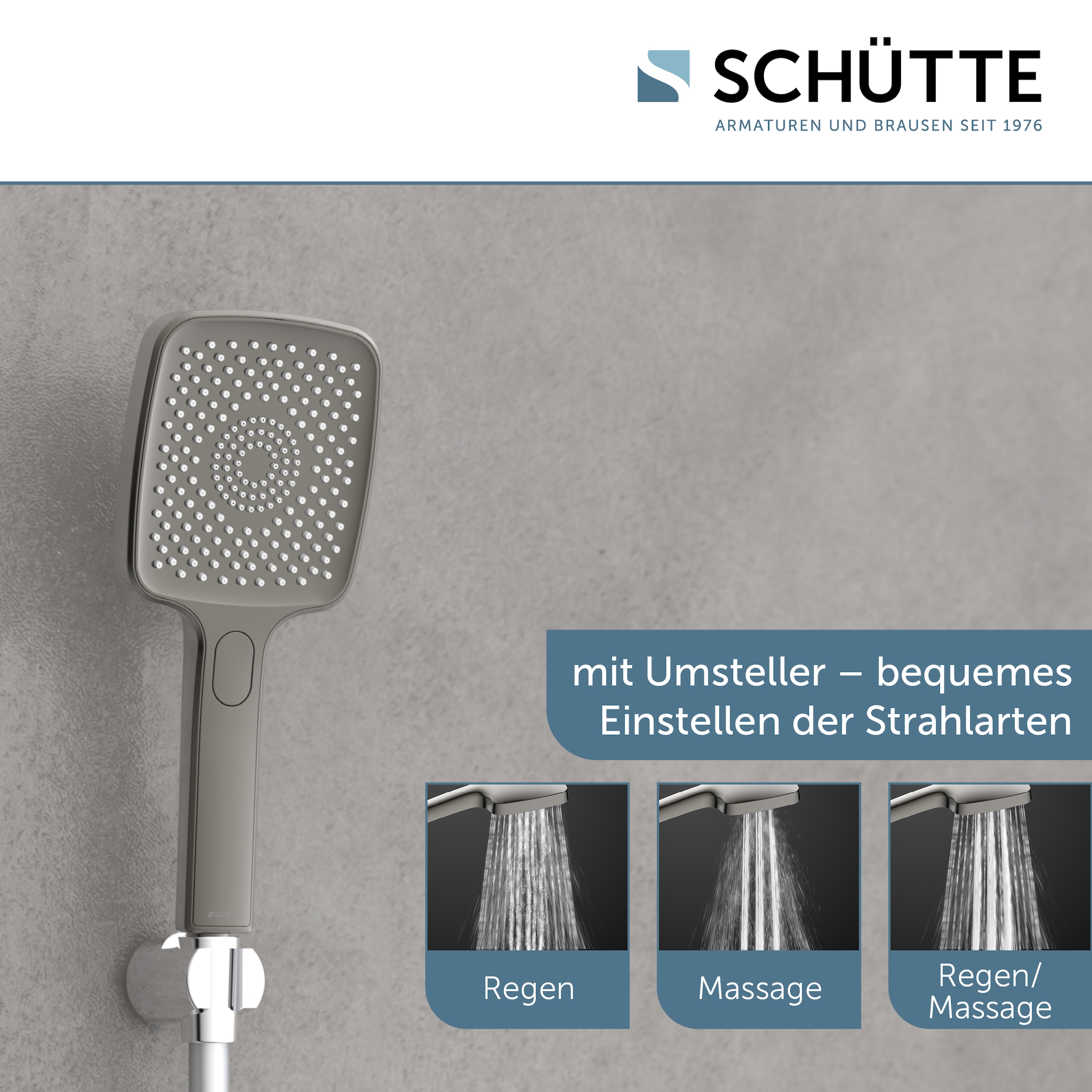 Schütte Handbrause »HAWAII«, 3-fach verstellbar, mit Antikalknoppen, wassersparend, rund