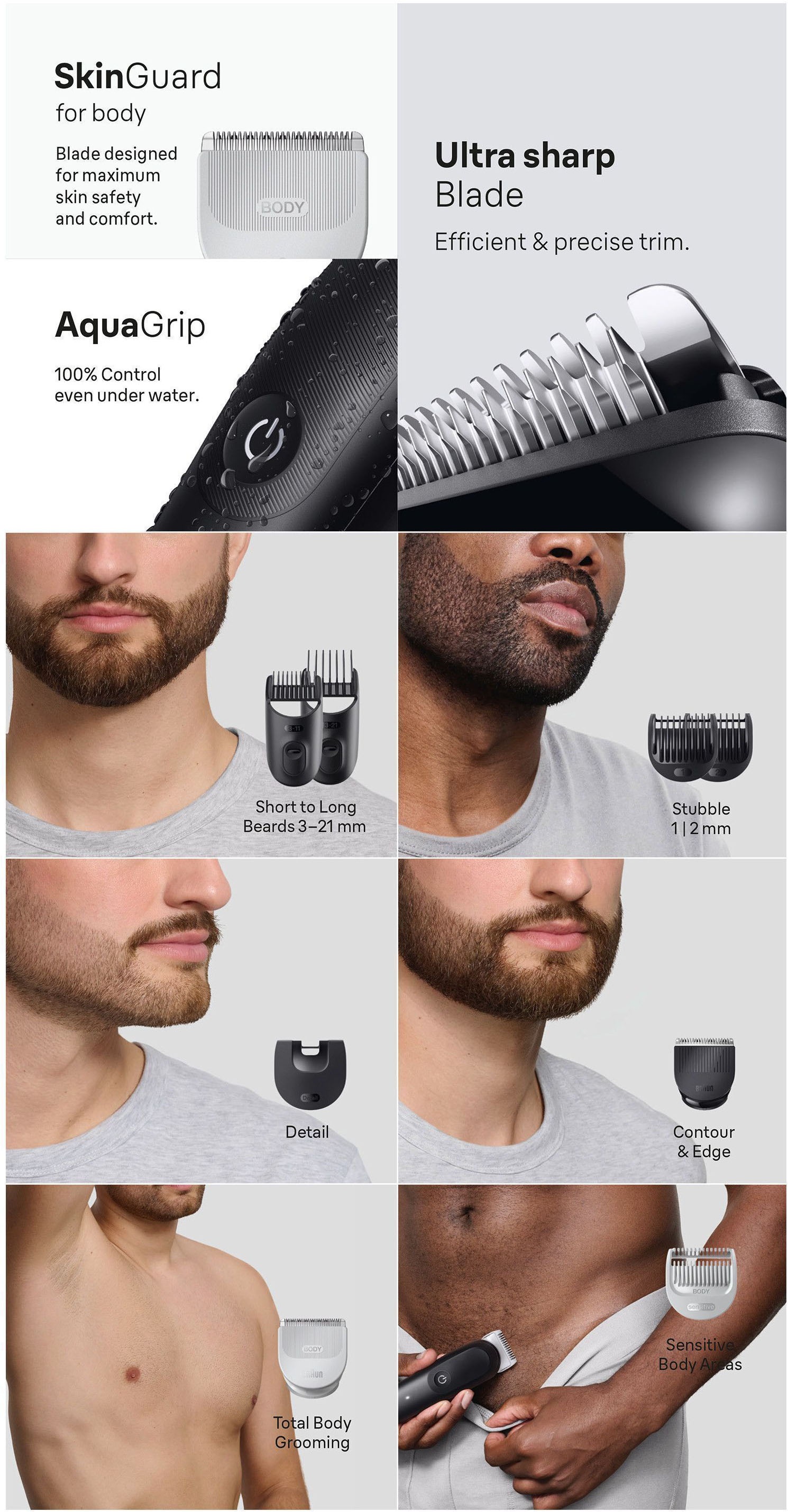 Braun Haarschneider »Braun All-in-One Series 5, 9-in-1 Set«, ultrascharfe Klinge, 120 Min Akku, SkinGuard-Technologie