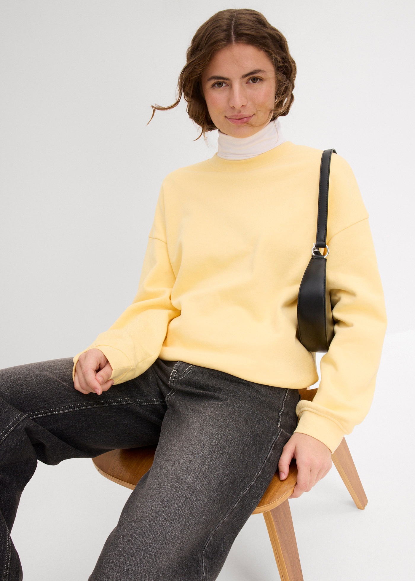 bonprix Sweatshirt, Oversize-Passform, aus reiner Baumwolle, elastische Bün günstig online kaufen