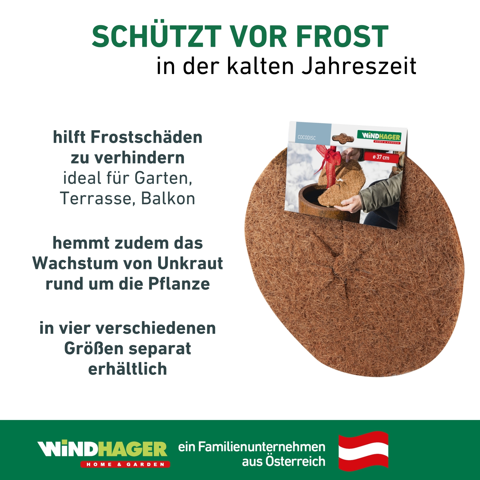 Windhager Winterschutzvlies »Cocodisc, Frostschutz Mulchscheibe für Pflanzen« 1 Stk. tlg. Kälteschutz aus Kokosfasern, erhältlich mit Ø 37 cm oder 60 cm