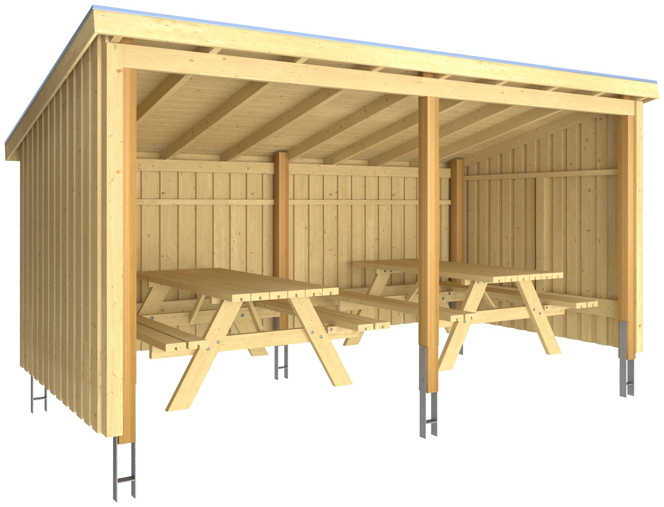 PLUS Gartenhaus "Nordic" Picknickhütte 9,5 m² inkl. Picknicktische, Dachpap günstig online kaufen