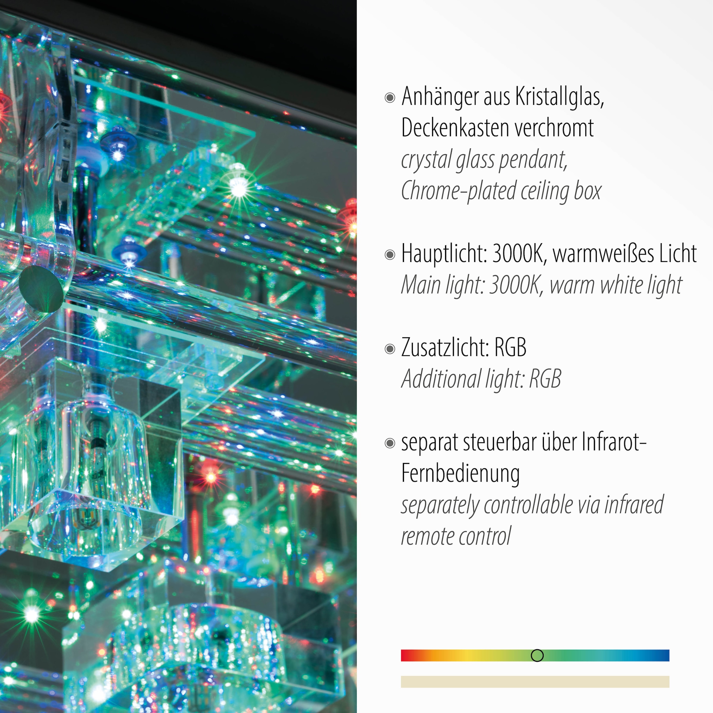 JUST LIGHT Deckenleuchte »KEMAL2.0«, 68 flammig-flammig, LED, RGB, Fernbedienung, Infrarot inkl., separat steuerbar über FB