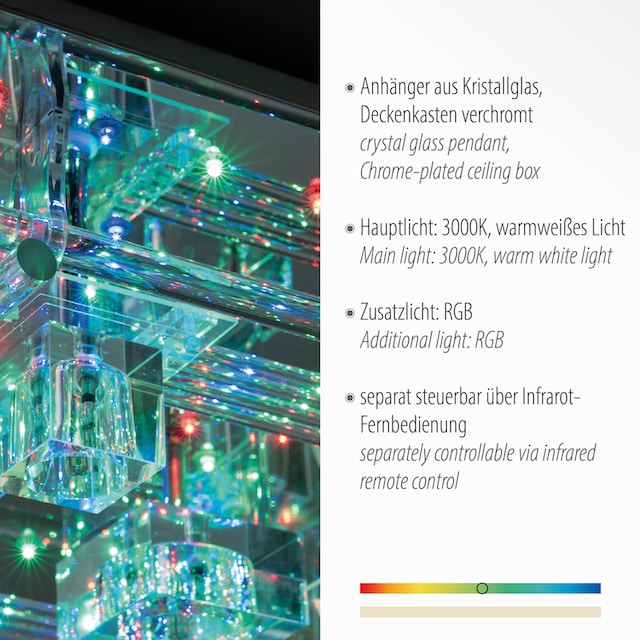 JUST LIGHT Deckenleuchte »KEMAL2.0«, 68 flammig-flammig, LED, RGB,  Fernbedienung, Infrarot inkl., separat steuerbar über FB | BAUR