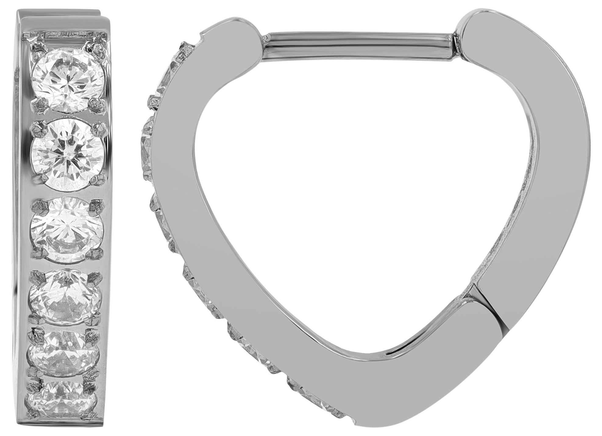 Adelia´s Klappcreolen "Ohrringe – Klappcreole Herz aus Edelstahl mit Strass Steinchen" Ideal als Geschenk – dezent und elegant