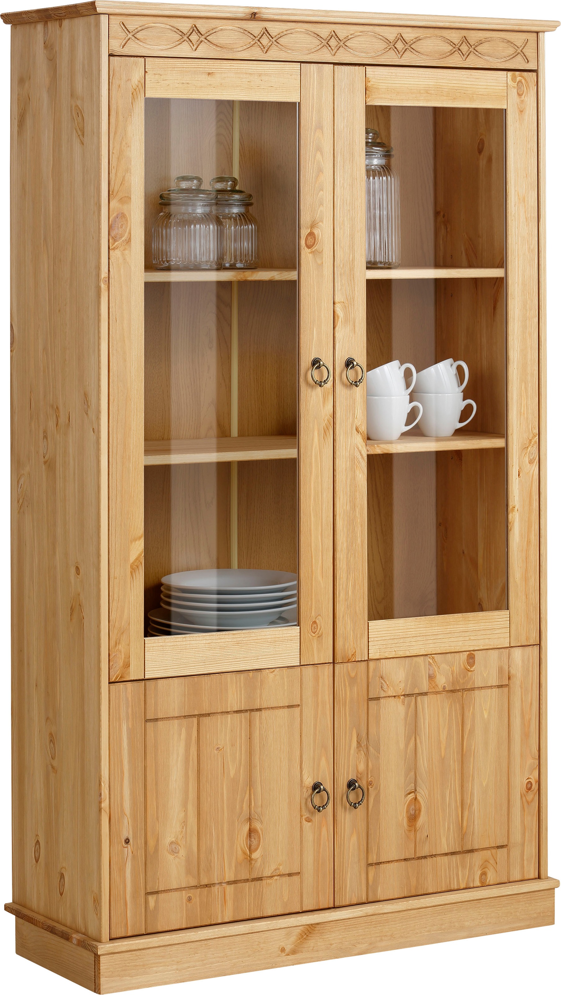 OTTO home Vitrine "Indra" aus massiver Kiefer, FSC, Höhe 145 cm, dezentes O günstig online kaufen