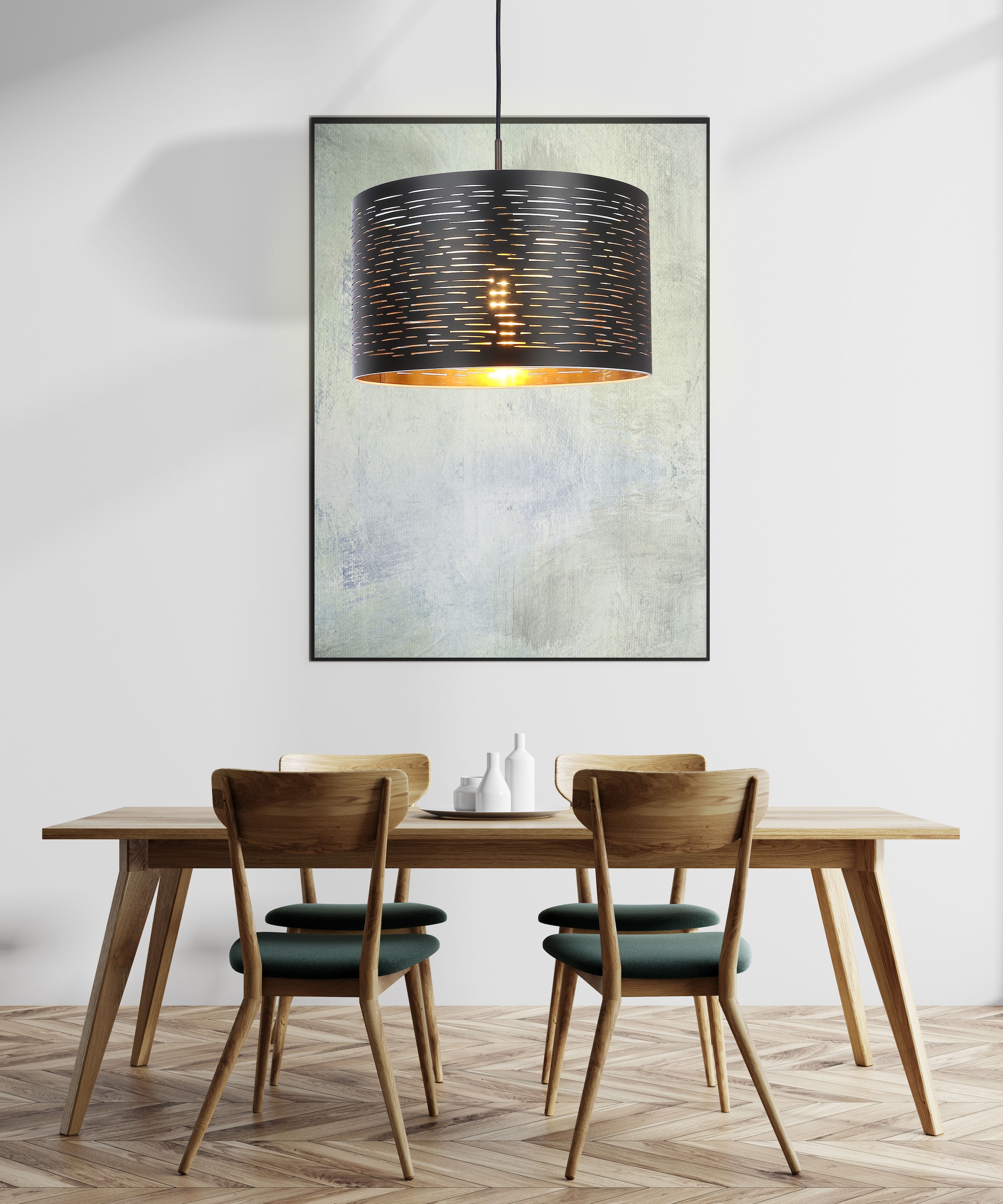 GLOBO LIGHTING Hängeleuchte »TUNNO« E27 1 Stk. Hängeleuchte Schwarz/Gold, Kunststoff, höhenkürzbar, E27