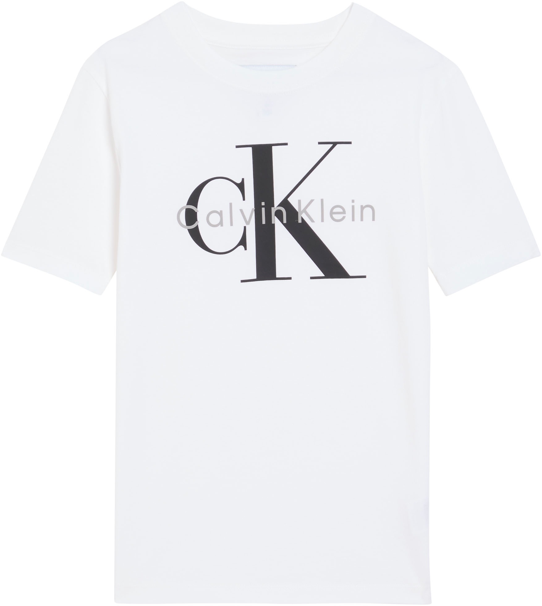 T-Shirt CALVIN KLEIN JEANS "MONO LOGO T-SHIRT", Mädchen, Gr. 14 (164), weiß, Single Jersey, Obermaterial: 100% Baumwolle, unifarben, regular fit normal, Rundhals, eingesetzt abgesteppte Kante, Shirts T-Shirt, Regular fit für Kinder, mit Logoschriftzug 2