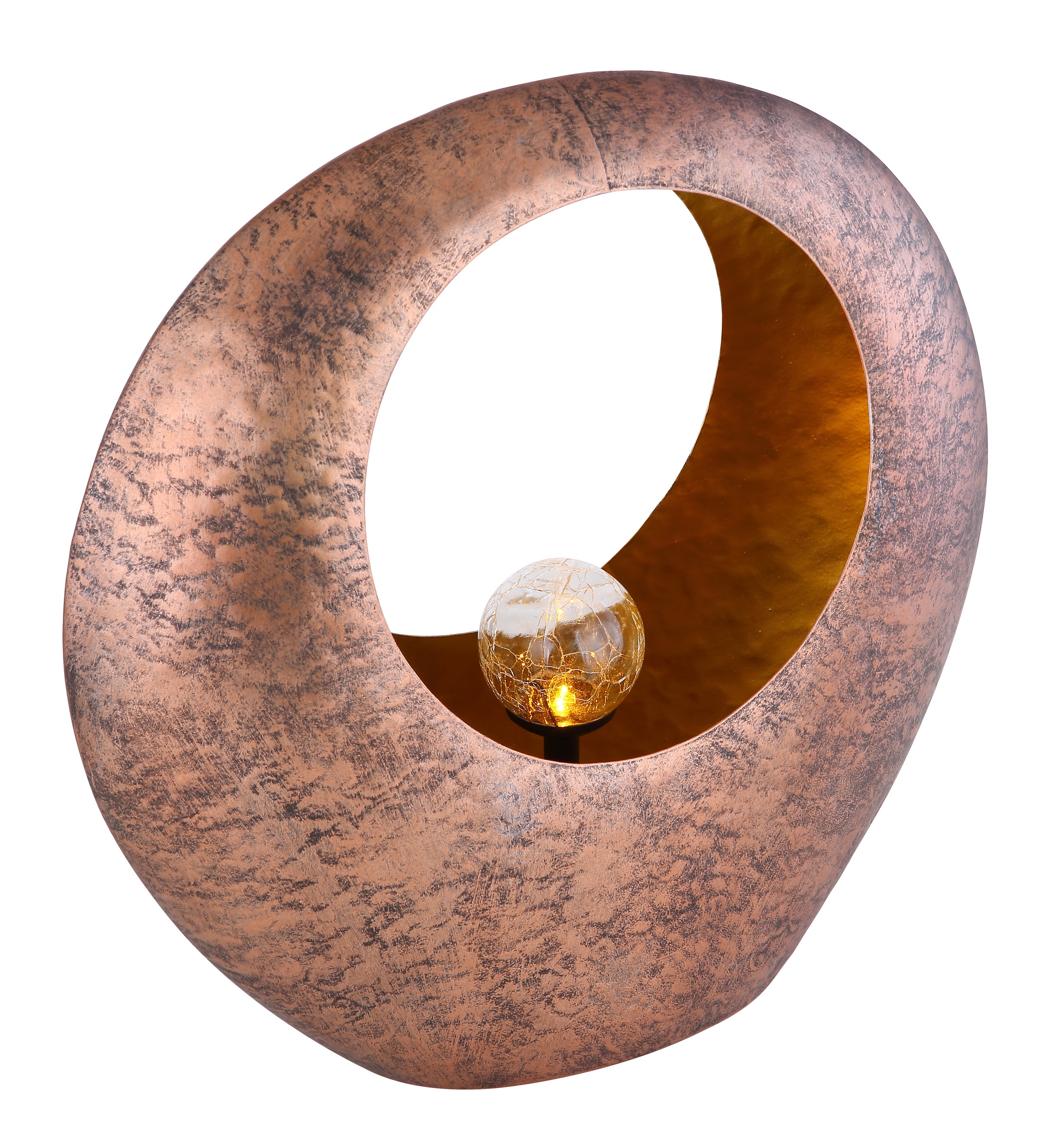 GLOBO LIGHTING LED Solarleuchte »SOLARLEUCHTE METALL MESSINGFARBEN, 1XLED-Modul« LED-Modul 1 Stk. Warmweiß Messing-Solarleuchte mit Glas crackle, Feuereffekt, LED 0.06W