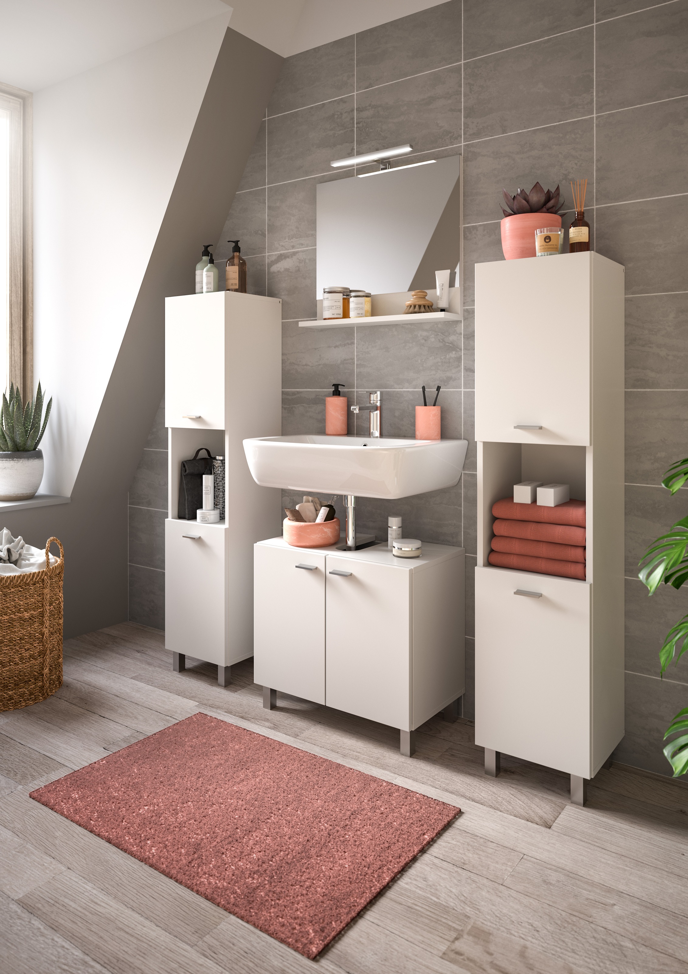 welltime Badmöbel-Set "Tampa, Breite 137cm, 4-teilig" 4 Stk. tlg. günstig online kaufen