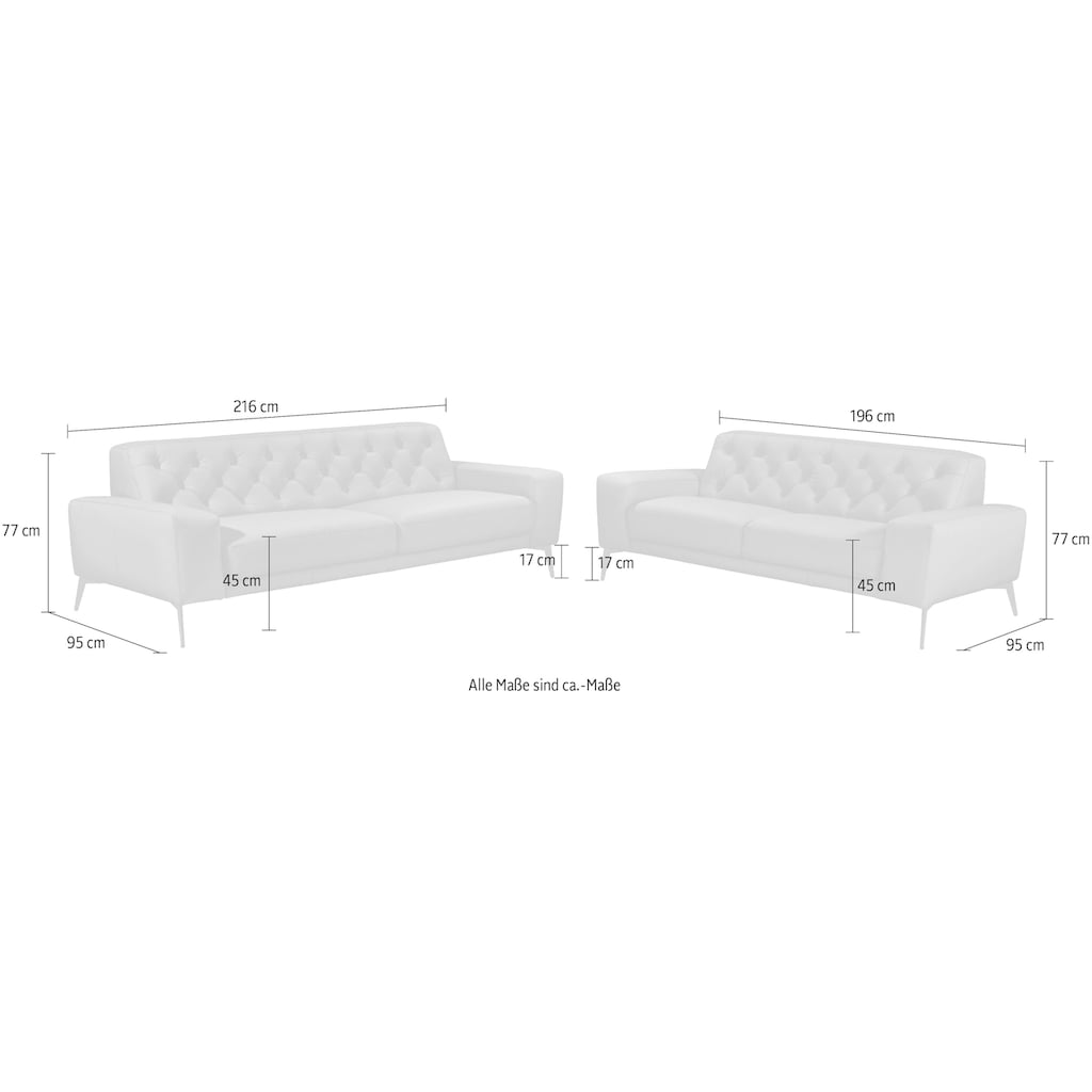 DELA Design Polstergarnitur »Alan«, (2 tlg.), Set bestehend aus 2-Sitzer und 3-Sitzer, mit Knopfheftung