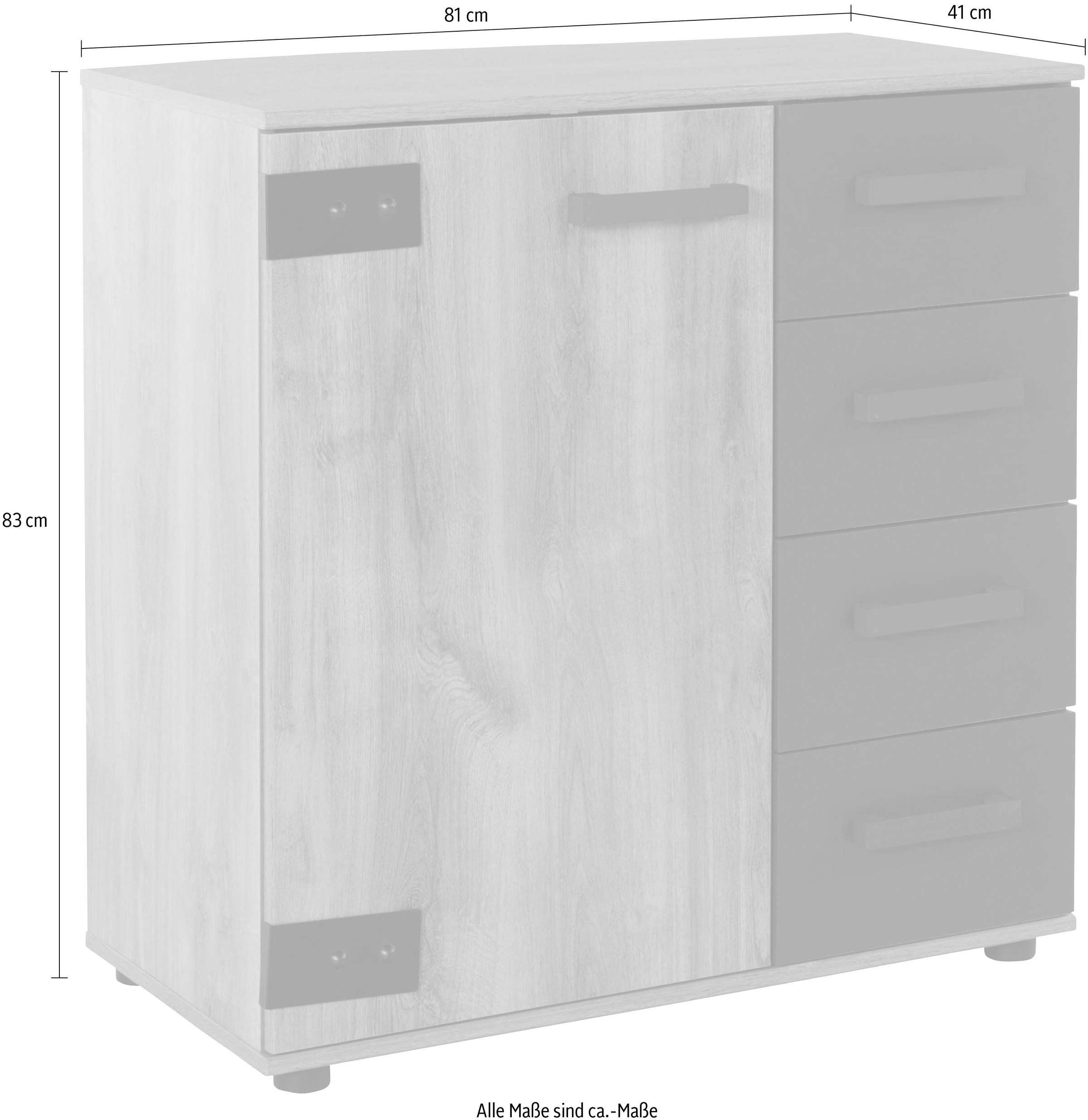 Wimex Kombikommode »Malmoe, Schrank mit 1 Tür und 4 Schubladen, Made in Germany«, im rusikalen look, Industrial Design, 81x41x83cm
