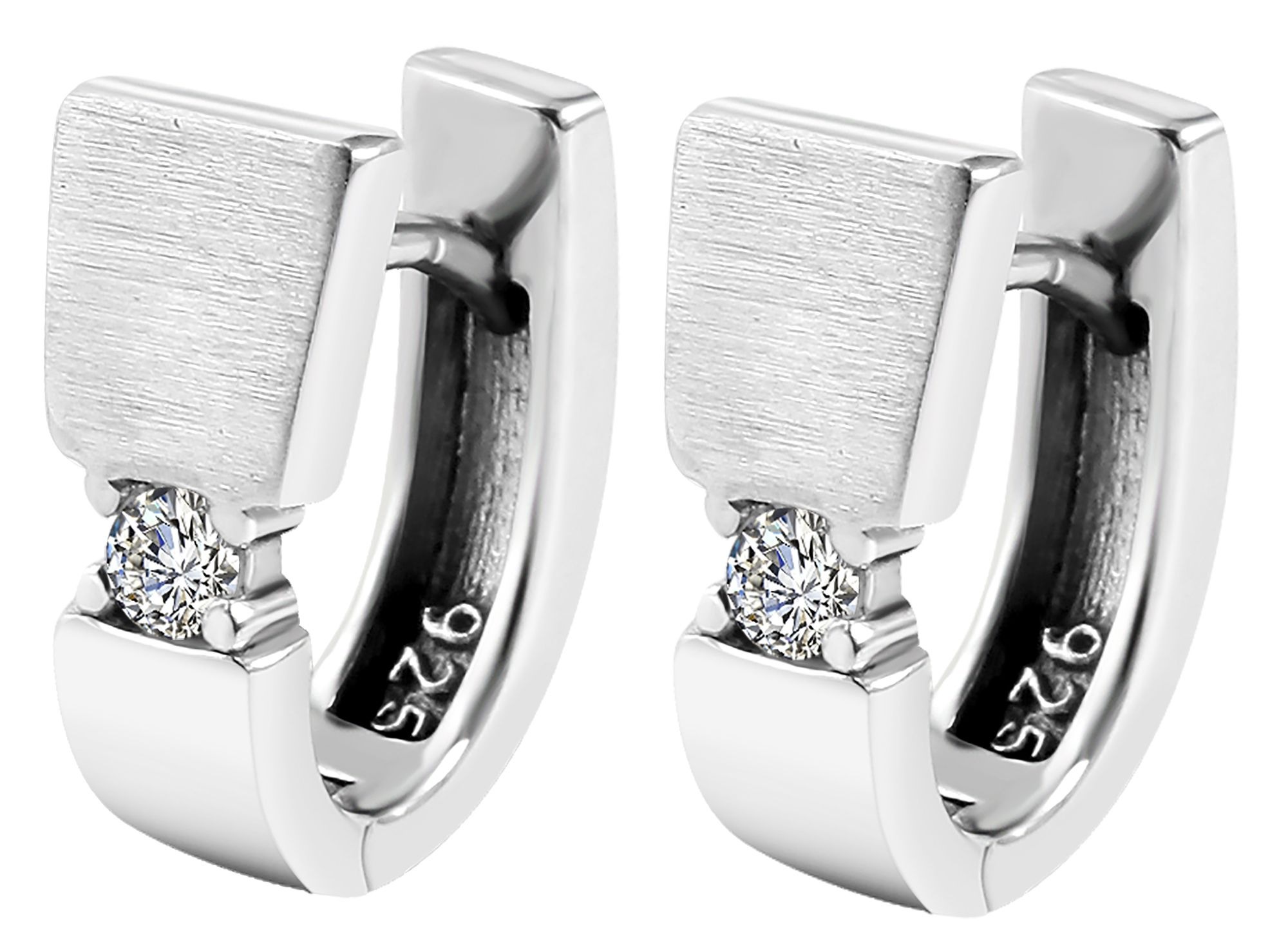 Adelia´s Klappcreolen »Damen Ohrringe – Klappcreole aus 925 Silber mit Zirkonia« Geschenkidee: zeitlos und vielseitig