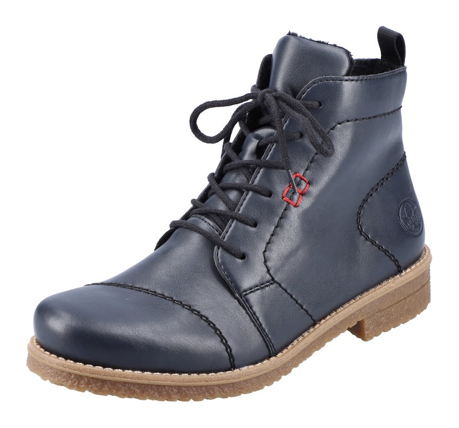 Rieker Schnürstiefelette Blockabsatz, Schnürboots mit modischen Ziernähten