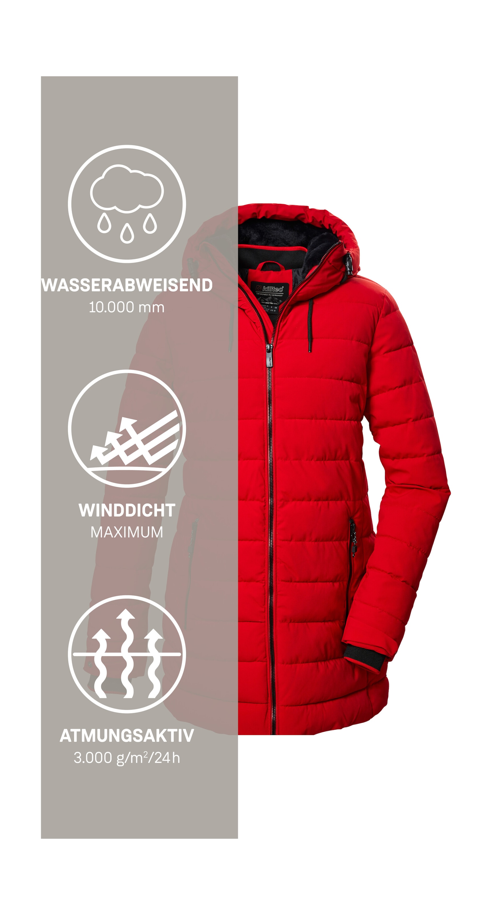 Killtec Steppmantel »KOW 55 WMN QLTD PRK« Wasserabweisender, winddichter Damenparka, atmungsaktiv