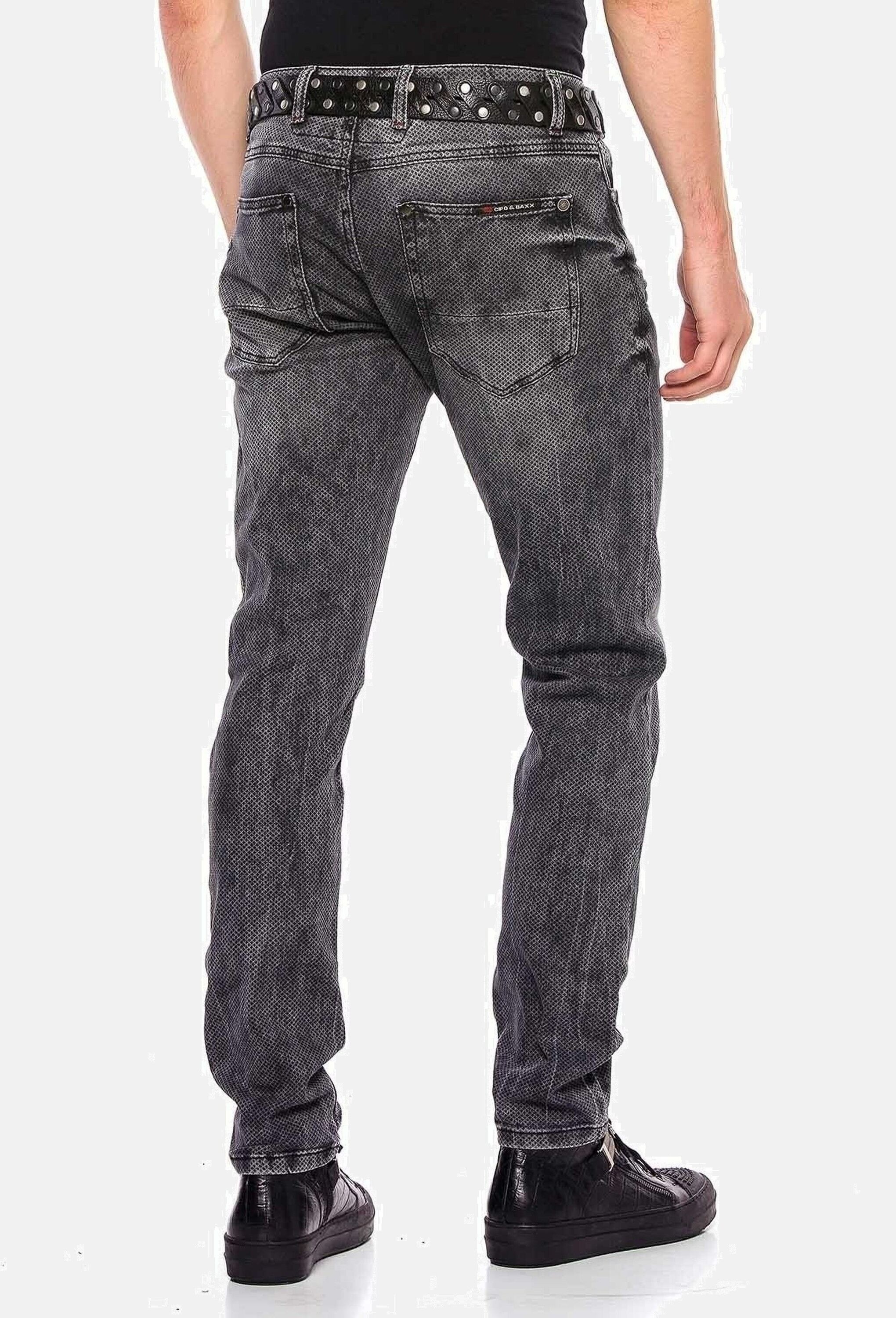 Cipo & Baxx Slim-fit-Jeans »Cipo & Baxx Jeans« mit Allover-Gitter-Musterung, CD543