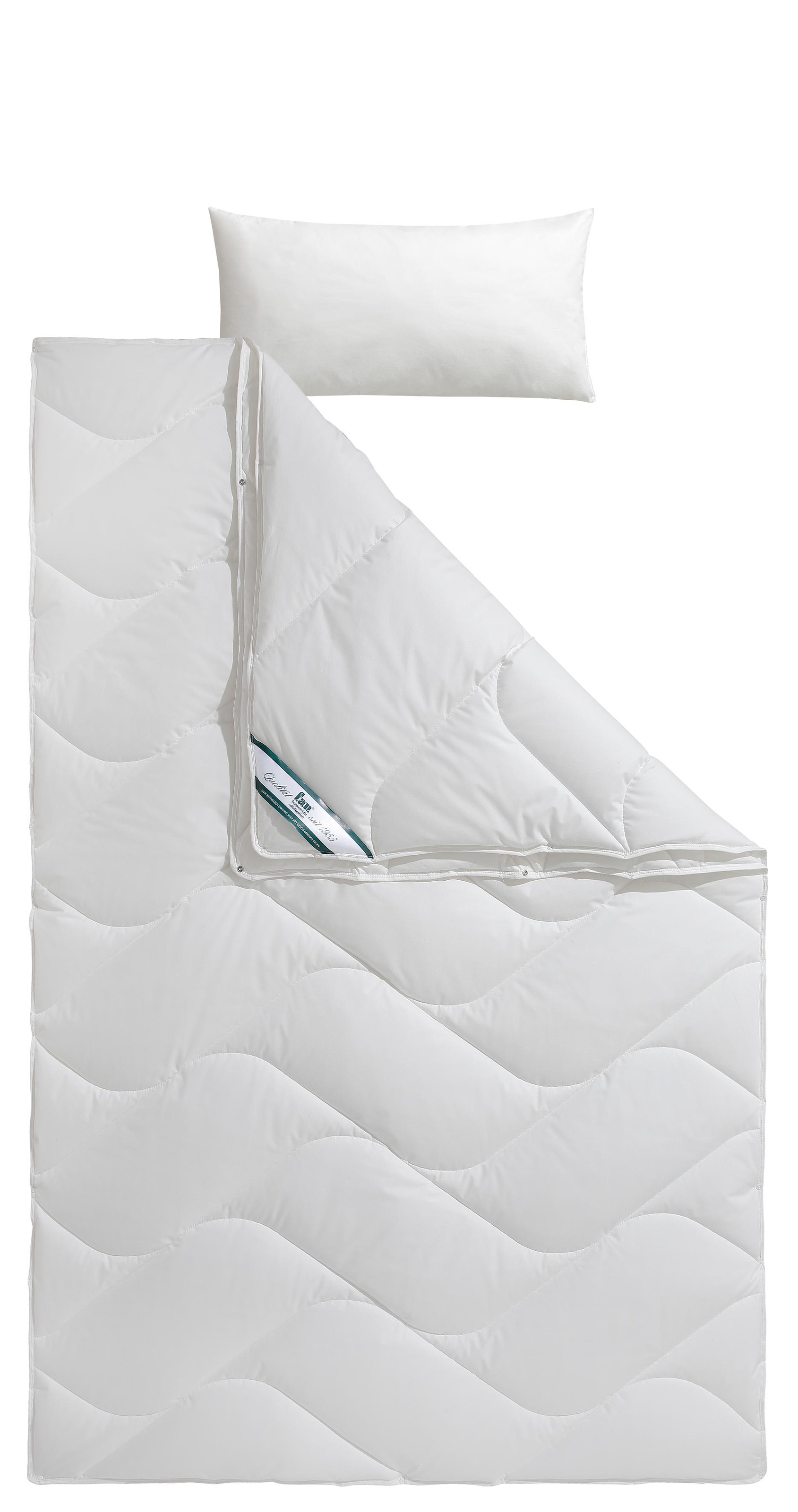 fan Kunstfaserbettdecke »f.a.n. Antibac mit antibakterieller Wirkung«, 4-Jahreszeiten, Füllung Polyester, Bezug Baumwolle, (1 St.), passend zur Bettdecke GRATIS dazu 1 Kopfkissen 40x80 cm!