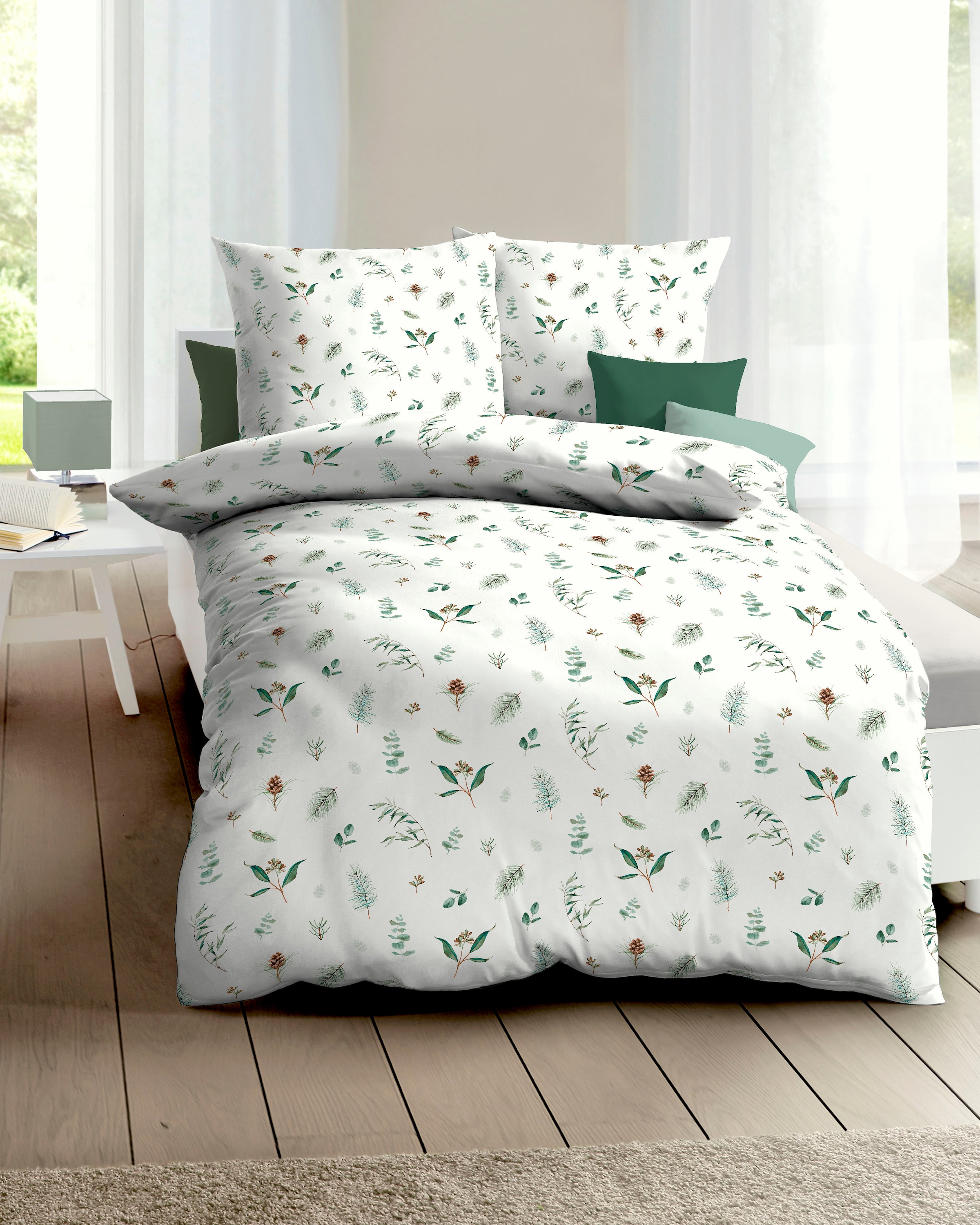 Kaeppel Bettwäsche "Winter Greens" 2 Stk. tlg. mit Blättern günstig online kaufen