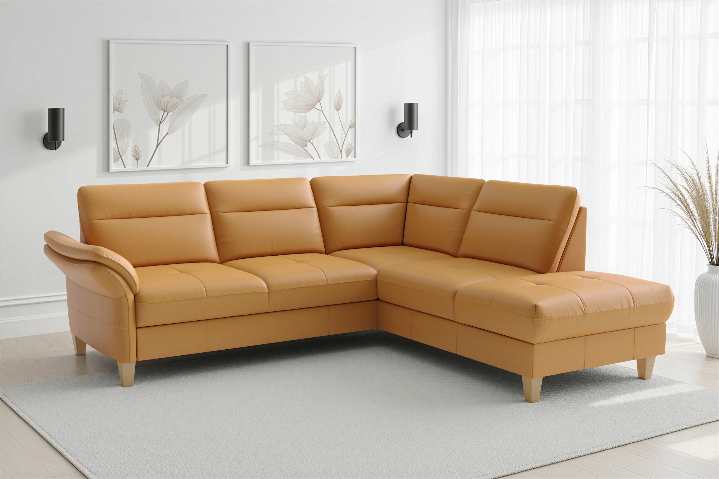 sit&more Ecksofa "Pamela L-Form, B: 218 cm, optional Schlaffunktion & Bettkasten, Leder" optional Armteilverstellung, Schlaffunktion & Bettkasten
