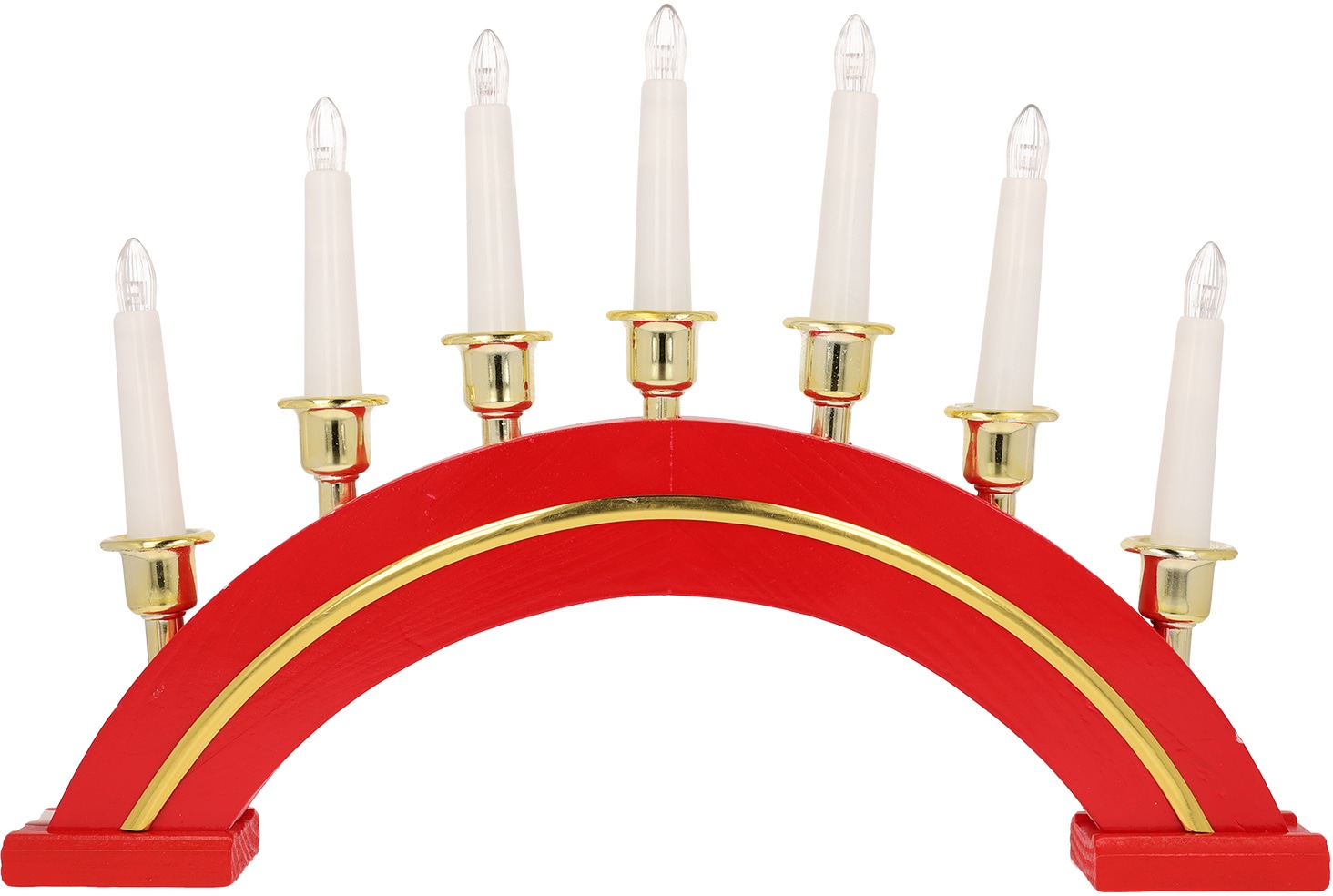 LED Dekoobjekt, Kerzenbrücke mit 7 LED Kerzen, Höhe ca. 27 cm, Weihnachtsdeko rot