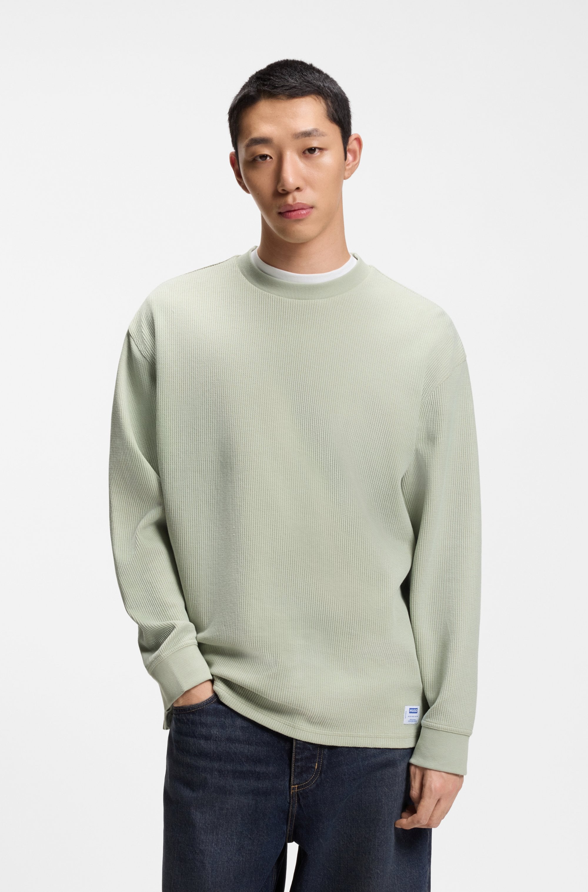 HUGO Blue Langarmshirt "Nuwolo" Rundhalsausschnitt, lässig geschnitten, Log günstig online kaufen