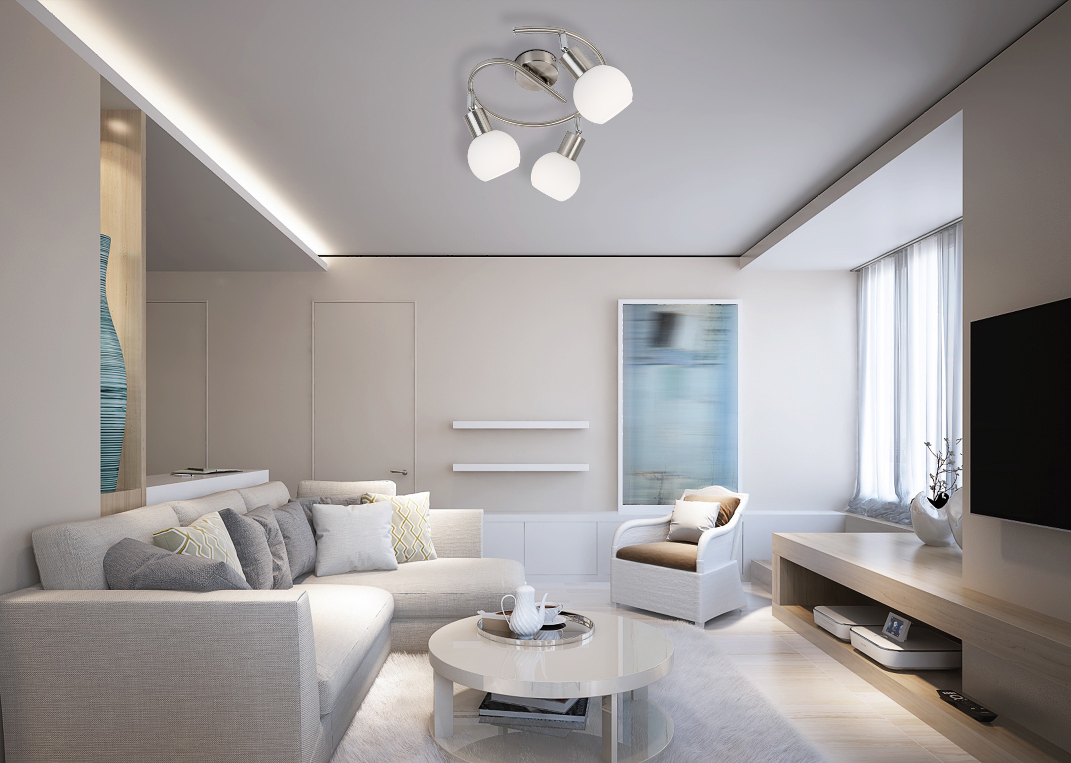 NOWA Deckenspot »LOXY« E14 1 Stk. Warmweiß Metall Nickel matt, Glas opal matt, Dreh-/Schwenkbar, inkl. 3x E14 LED