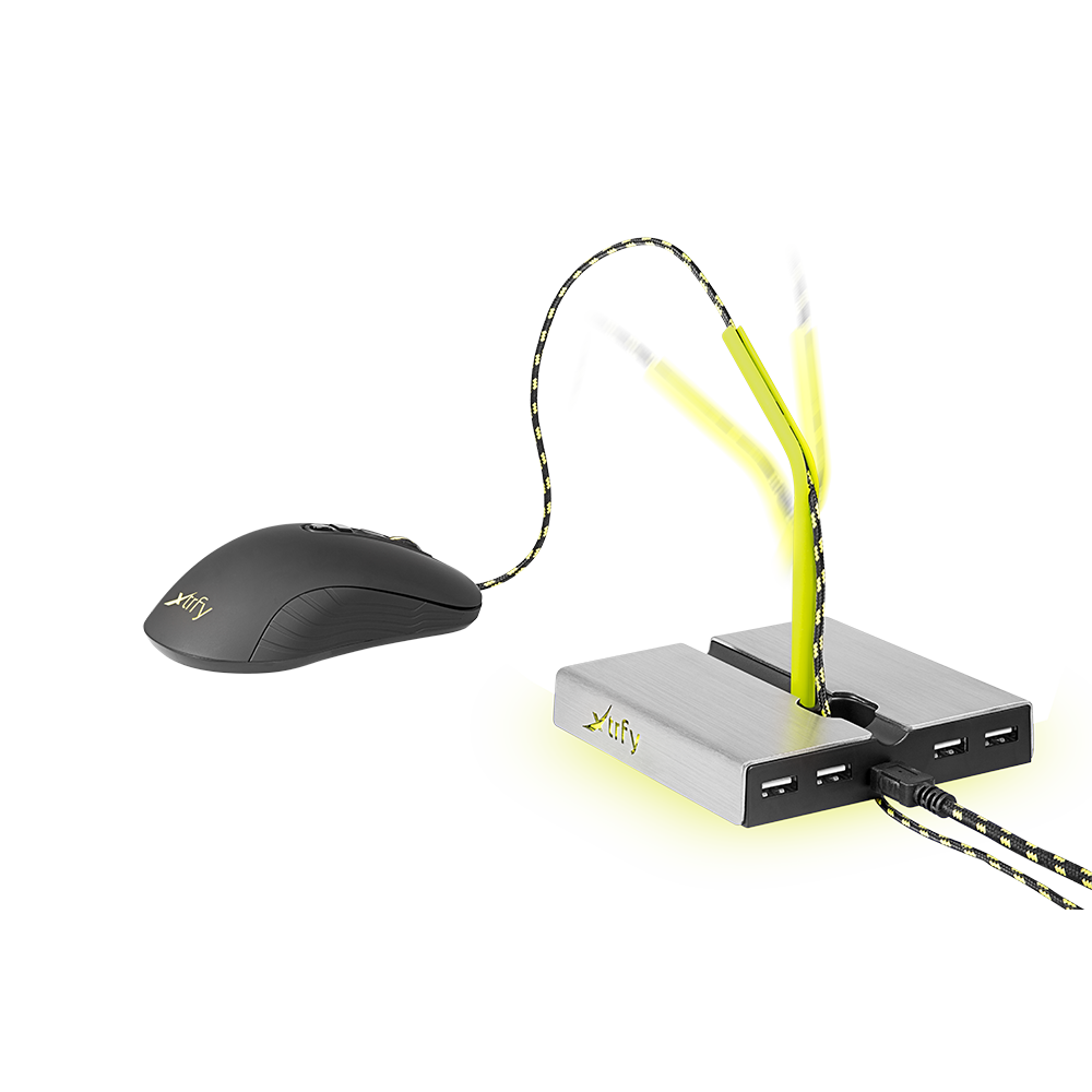 Cherry Xtrfy Mauskabelhalter »B1 Mouse Bungee«, Maus-Bungee mit 4-Port-USB-Hub