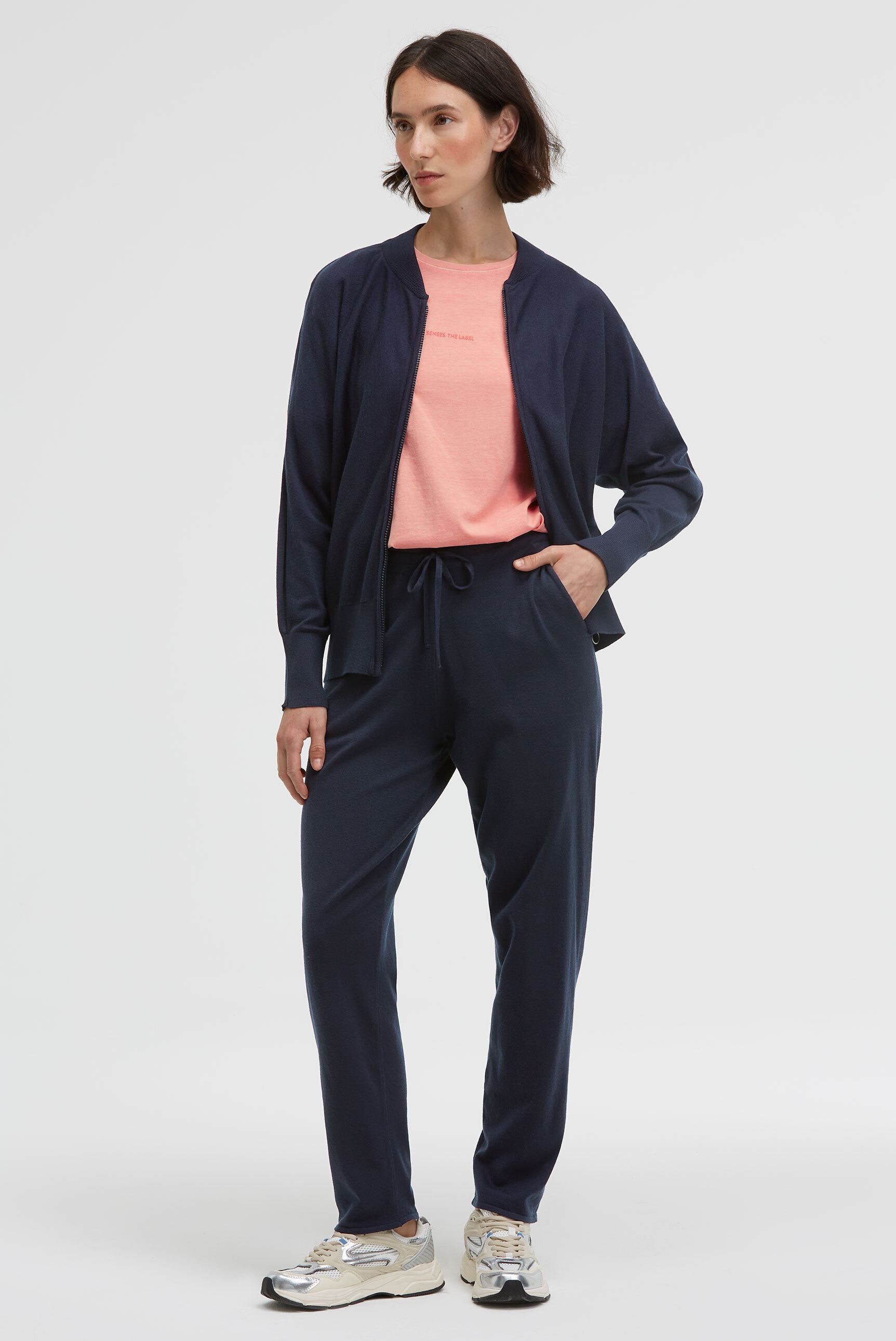 SENSES.THE LABEL Strickjacke, mit Blousonkragen und Fledermausärmeln