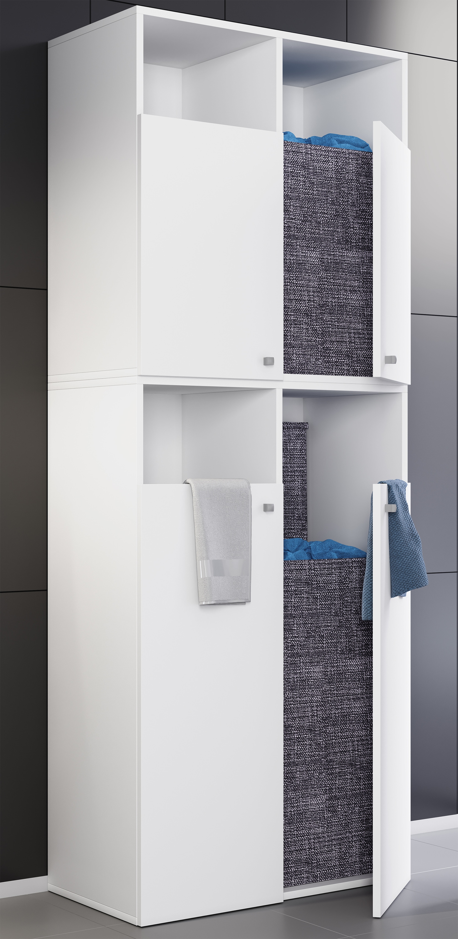 VCM Hochschrank »VCM Holz Wäscheschrank | Wäschetruhe | Wäschekorb | Maße ca H. 184 x B. 80 x T. 39 cm - Dreso XXL4f«, (1 St.)