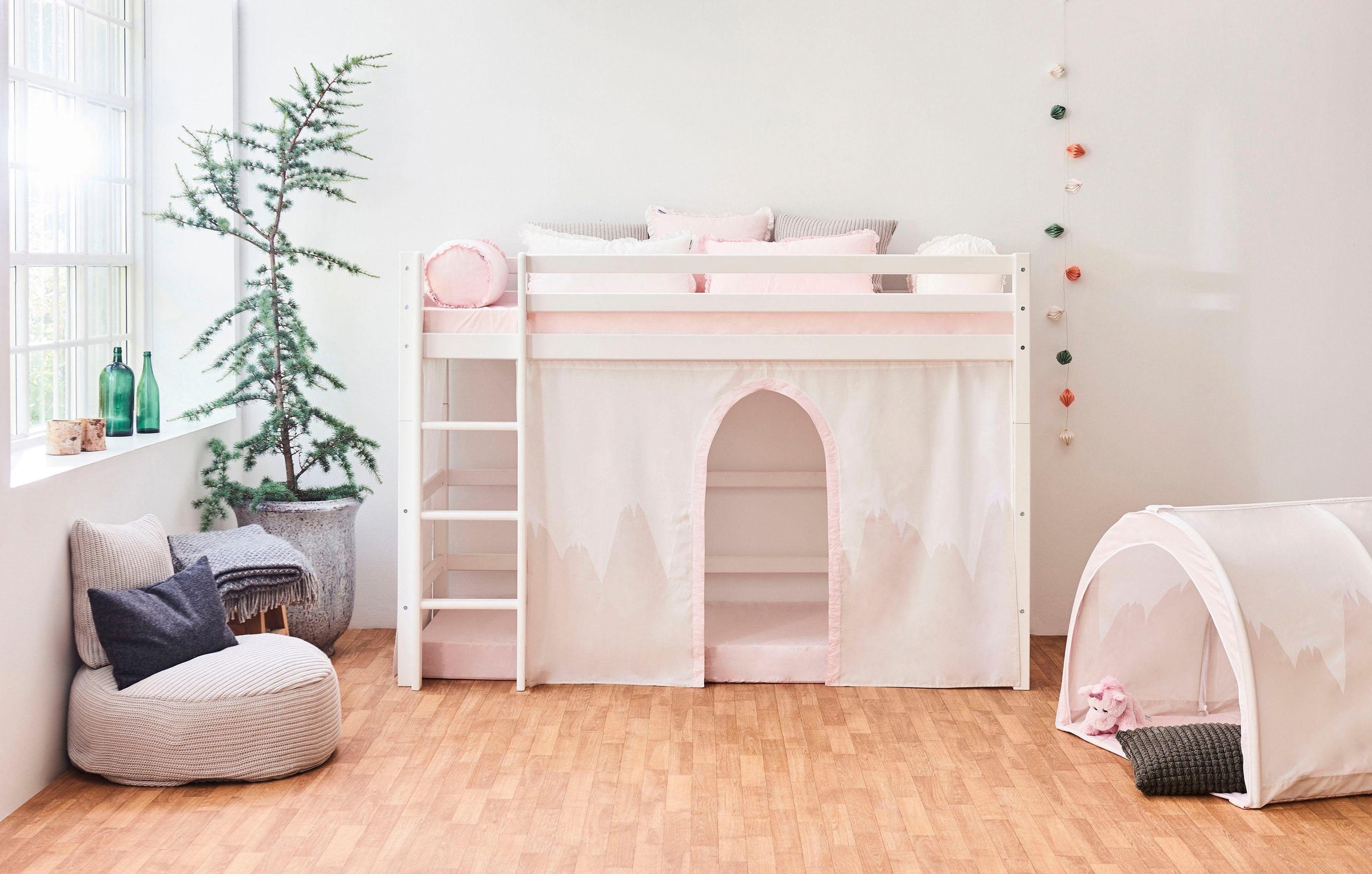 Hoppekids Hochbett Winter Wonderland, (Set), umbaubar in ein Einzelbett