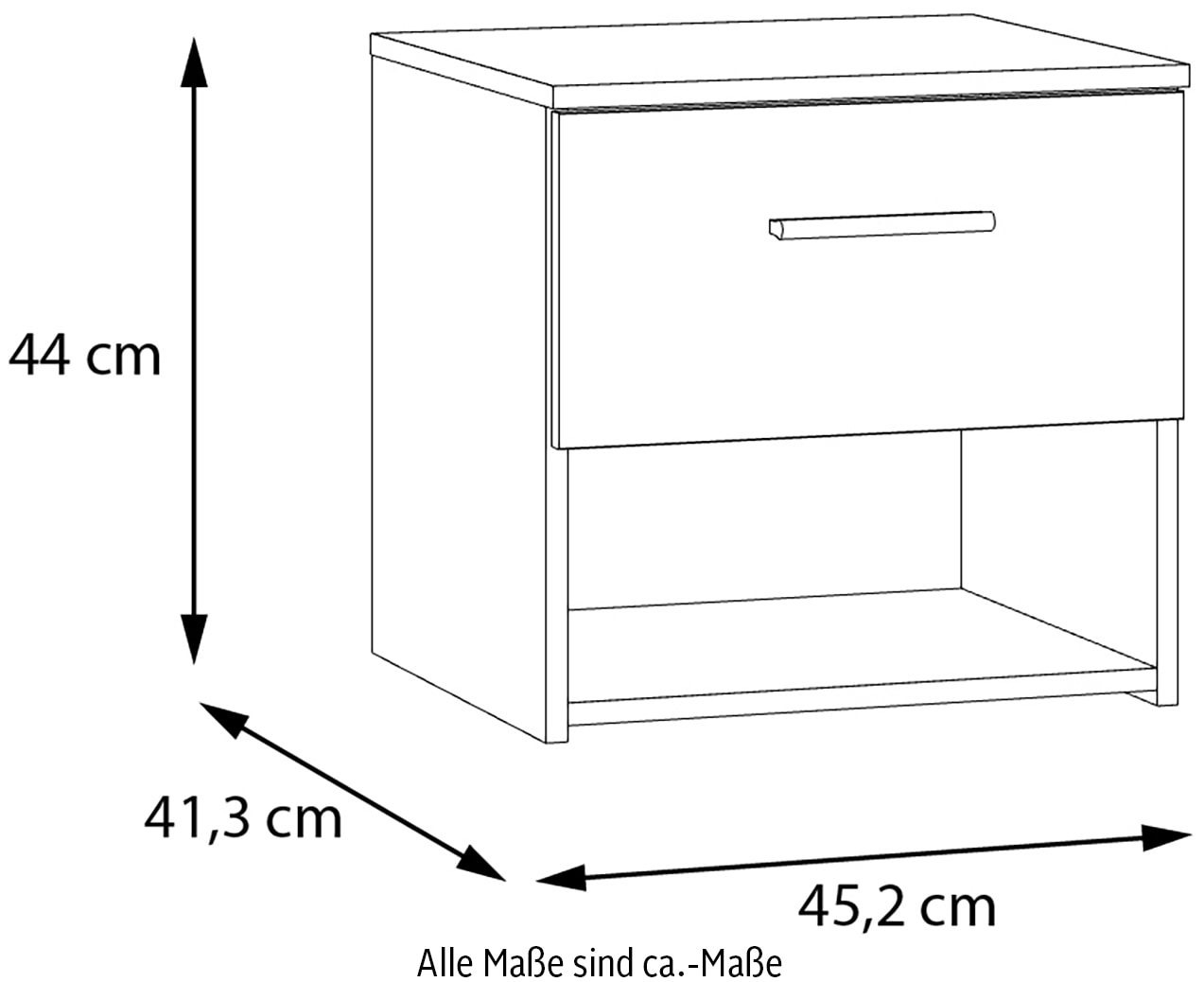FORTE Nachtkommode »Ingalil«, B/H/T 42,2/44,0/41,3 cm, Schublade
