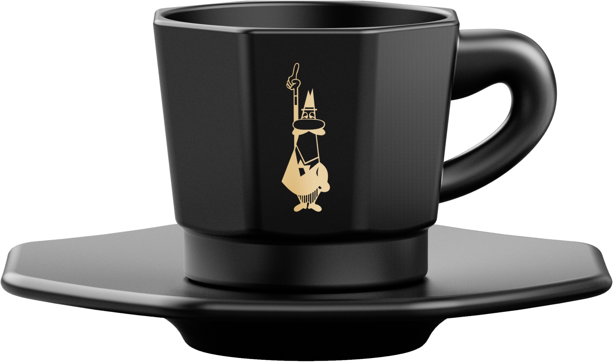 Bialetti Schwarz Espressotasse 4 Tassen 4 Untertassen von Baur