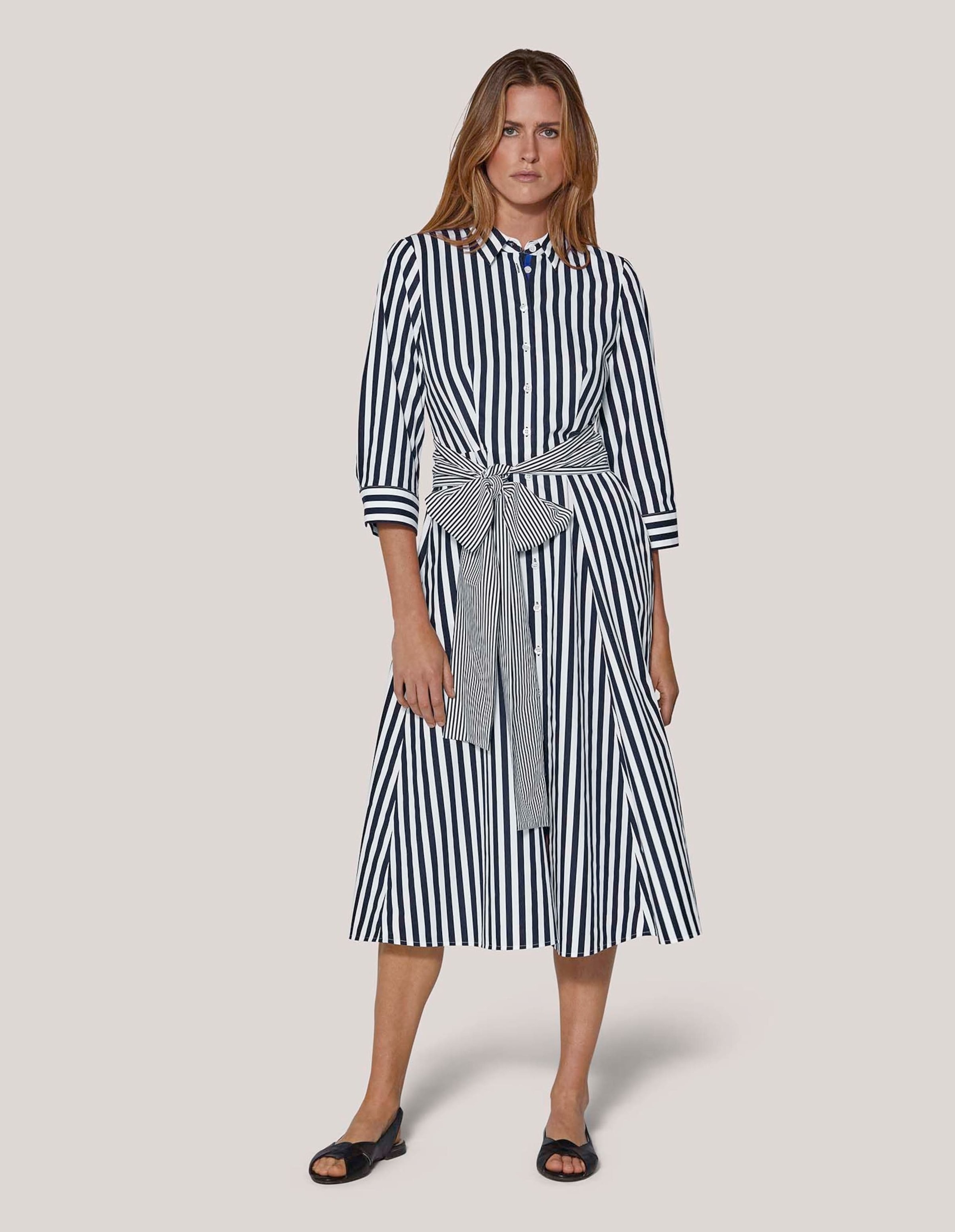 MADELEINE Sommerkleid »Kleid Gestreiftes Hemdblusenkleid mit Bindeschärpe«