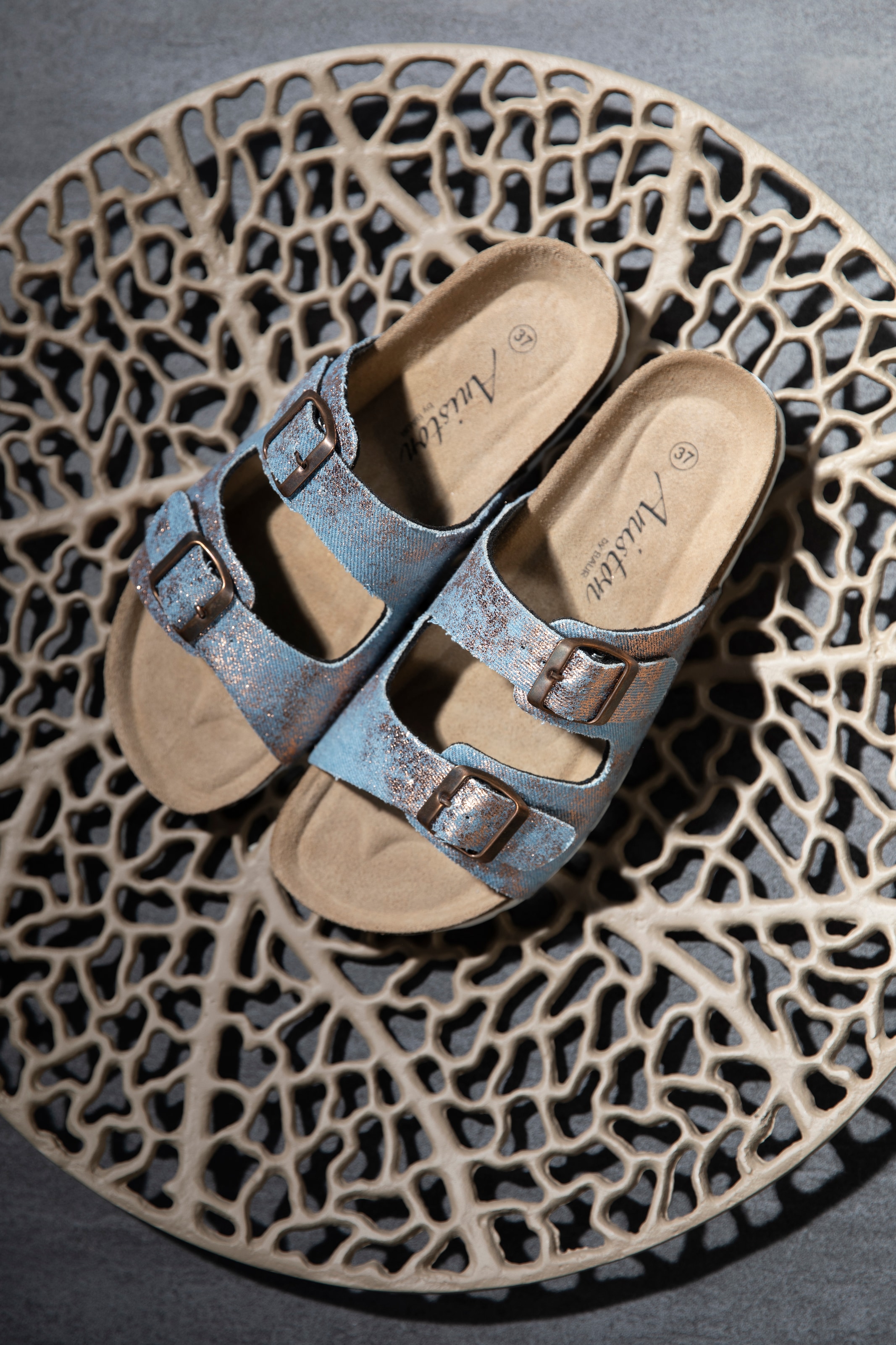 Aniston SHOES Pantolette, Sommerschuh, Strandschuh, Urlaubschuh, Metallic - NEUE KOLLEKTION