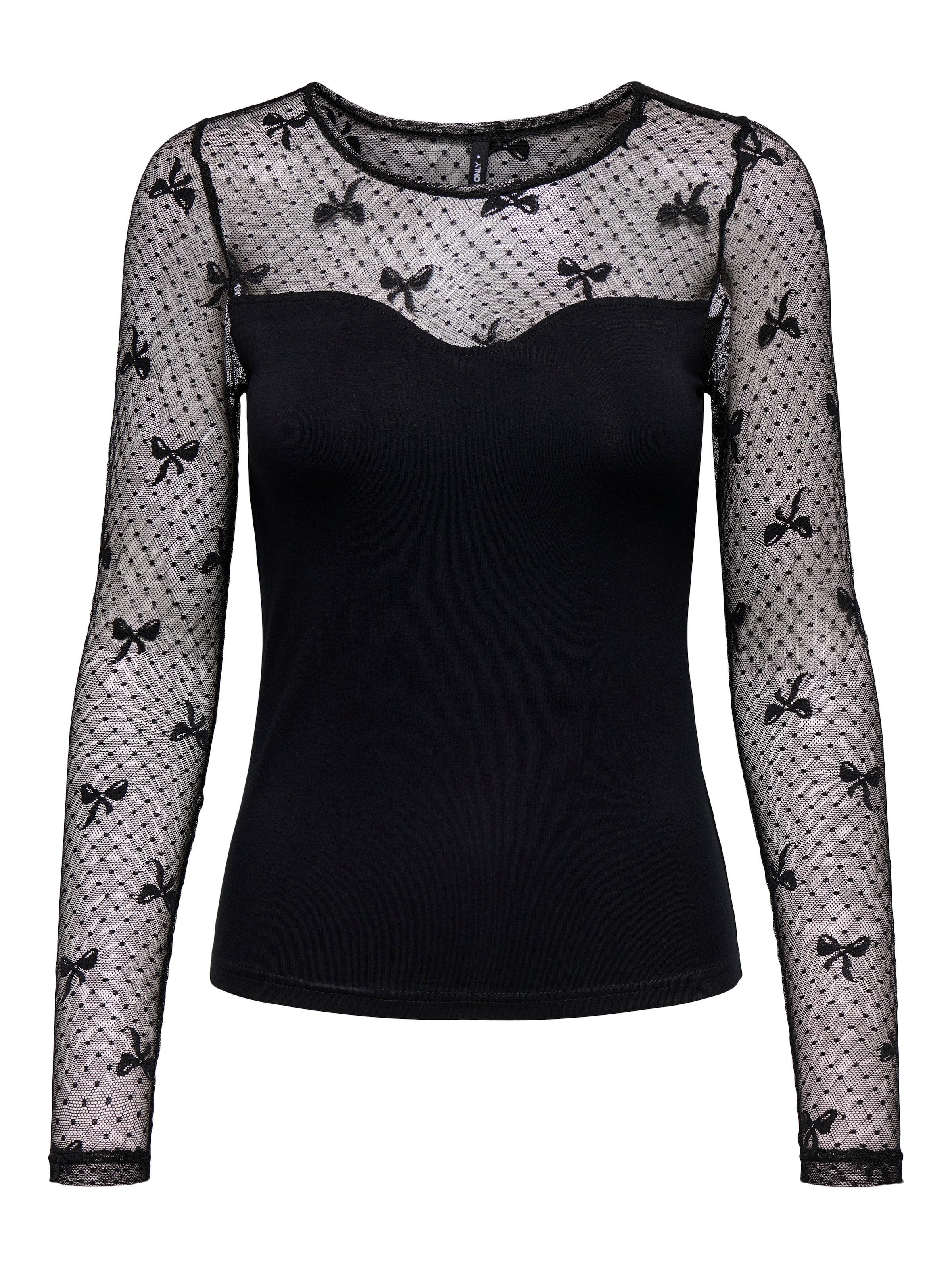 ONLY Spitzenshirt »ONLSABINA L/S O-NECK MIX TOP BOX JRS«