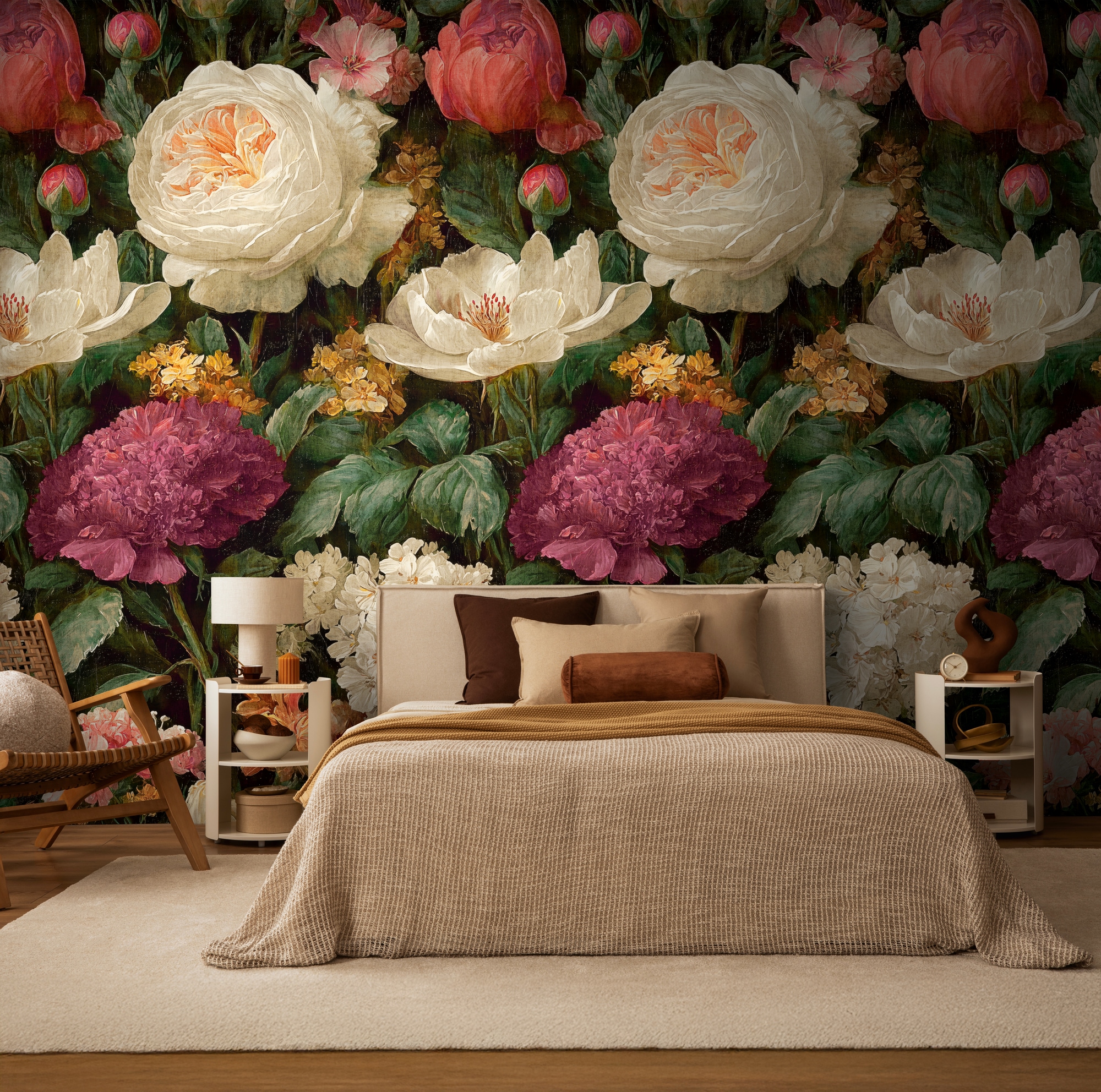 living walls Fototapete »The Wall 4 Flowers – Üppige Rosenblüten Vlies-Fototapete« botanisch | floral | matt leicht strukturiert Üppige Rosenblüten mit natürlicher Tiefenwirkung