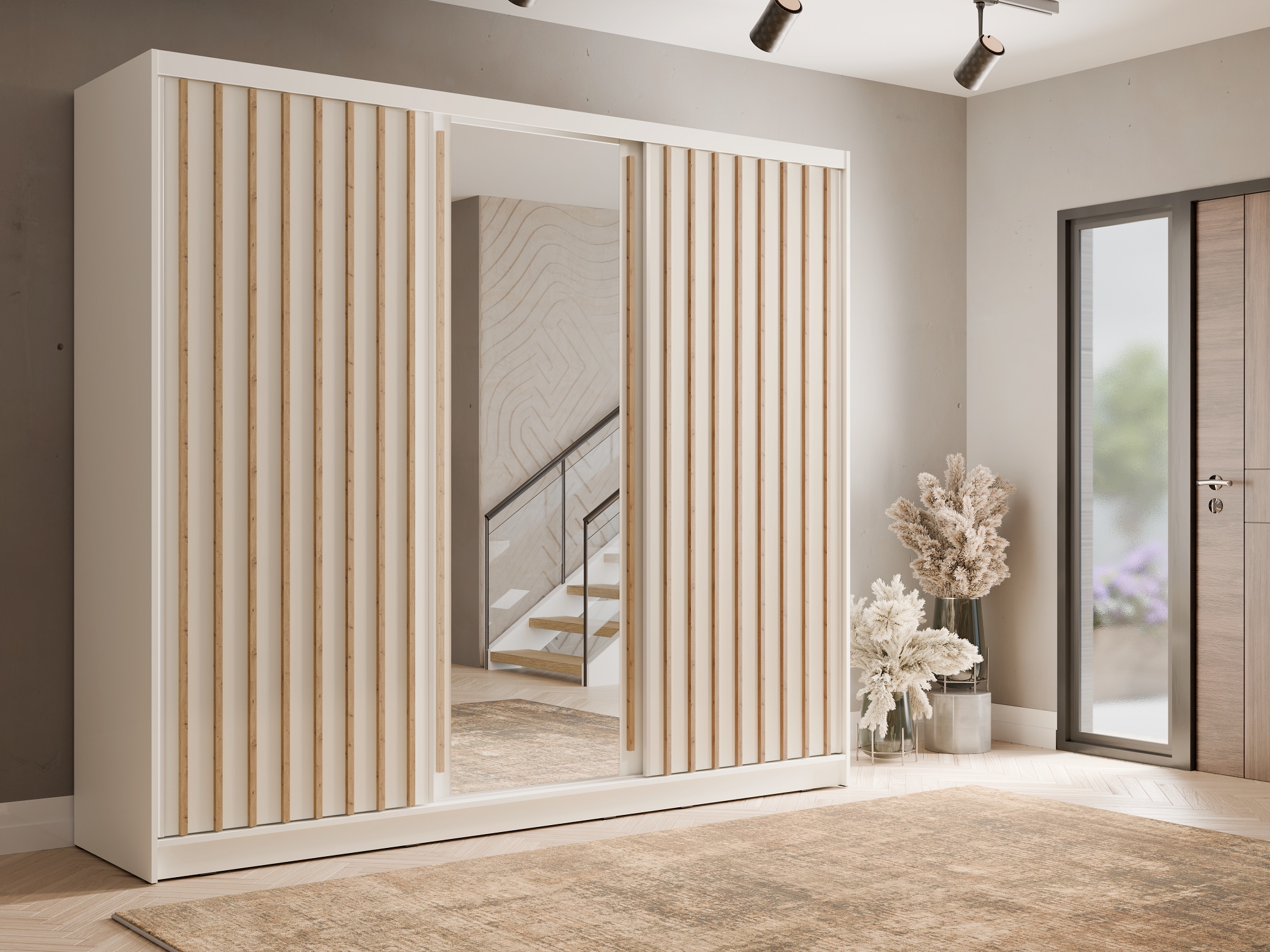 Home affaire Kleiderschrank »VILLEFRANCHE modern mit viel Stauraum, Fächer & Kleiderstange, Spiegel« Garderobe in 3 Breiten (155, 205, 248 cm), erhältlich in 3 Farben