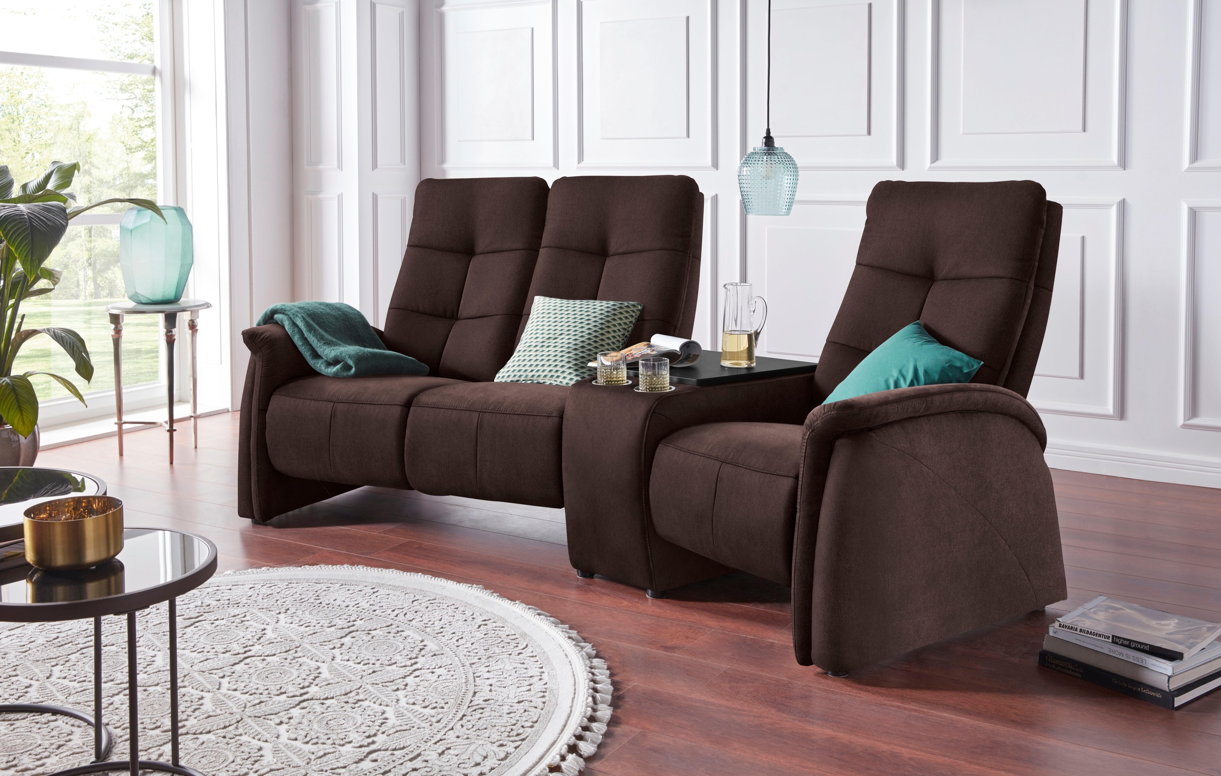 exxpo - sofa fashion 3-Sitzer »Tivoli, Kinosofa mit Relaxfunktion, mit Ablagetisch und Stauraum«, bequem und komfortabel, hohe Rückenlehne