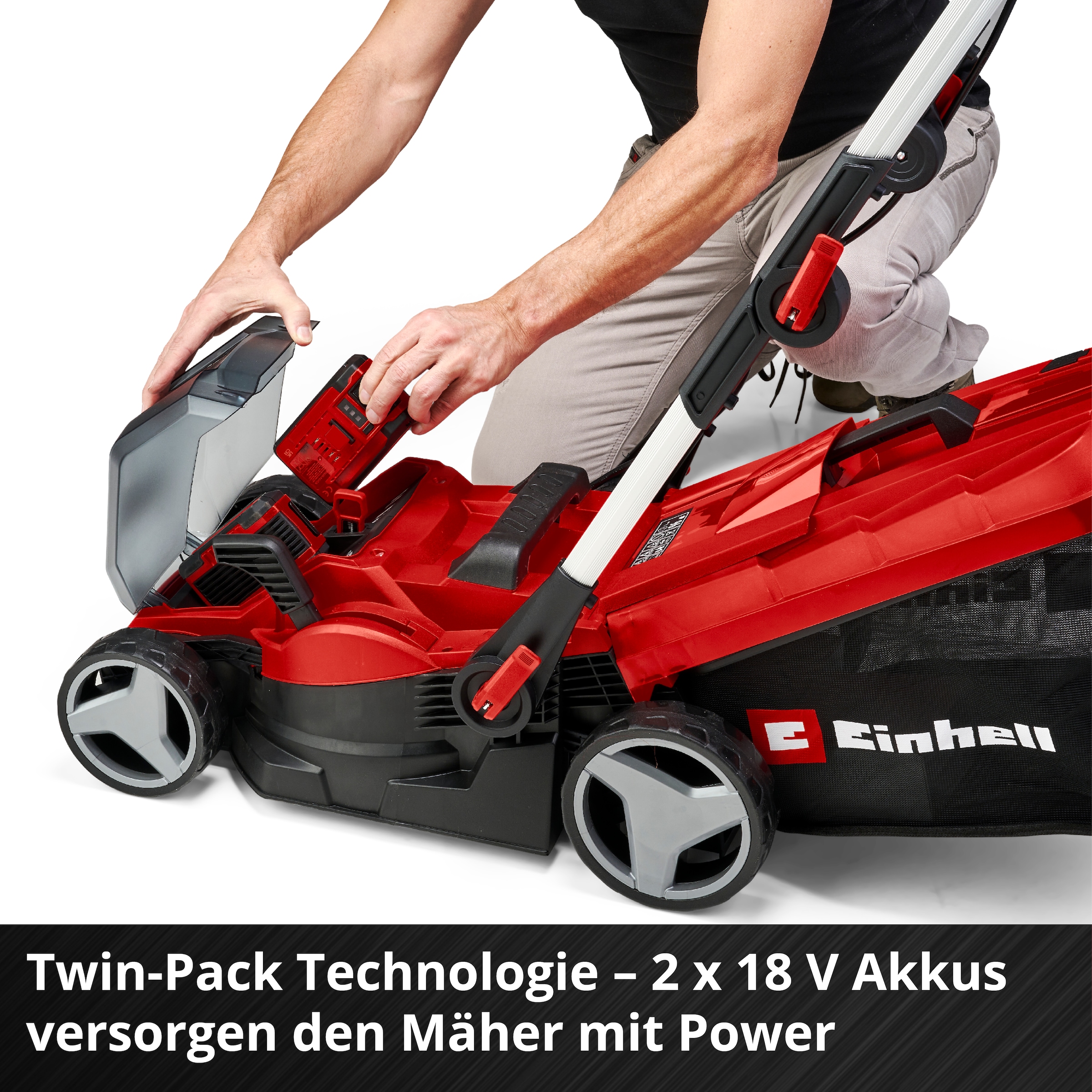 Einhell Akkurasenmäher »Einhell Power X-Change RASARRO 36/34«, mit 2x Akku 18V/3,0Ah und 2x Ladegerät