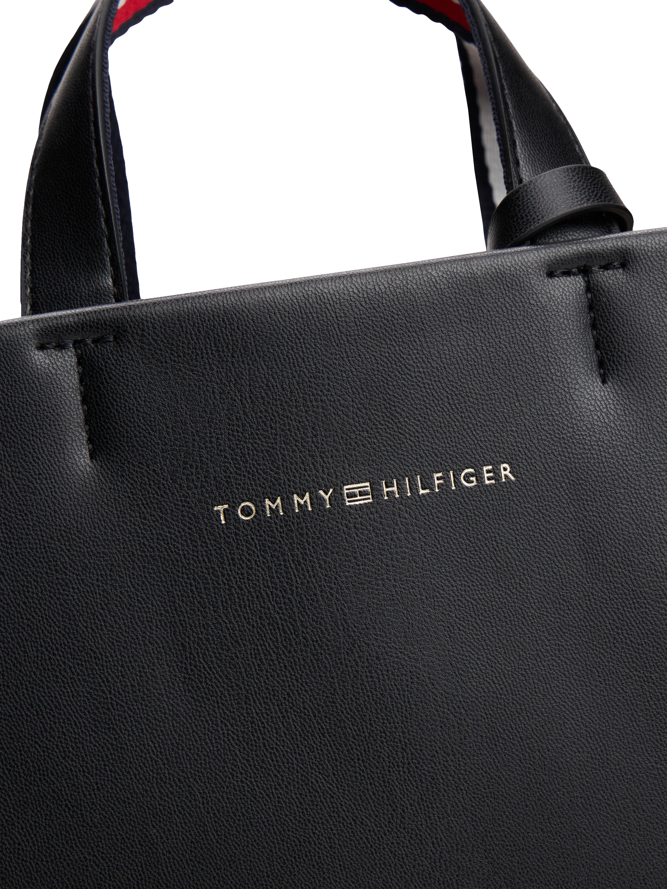 Tommy Hilfiger Henkeltasche »TH ESTABLISHED MED SHOPPER«, Damen-Umhängetasche, Schultertasche mit farbigen Streifen am Henkel