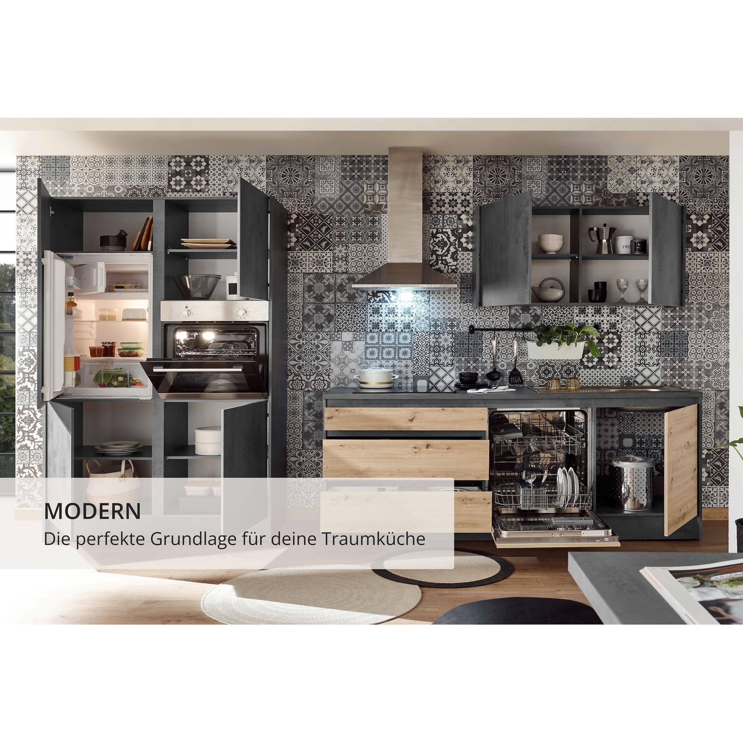BASIC by Balculina Küchenzeile »Isis«, (Set), ohne E-Geräte, Breite 337 cm