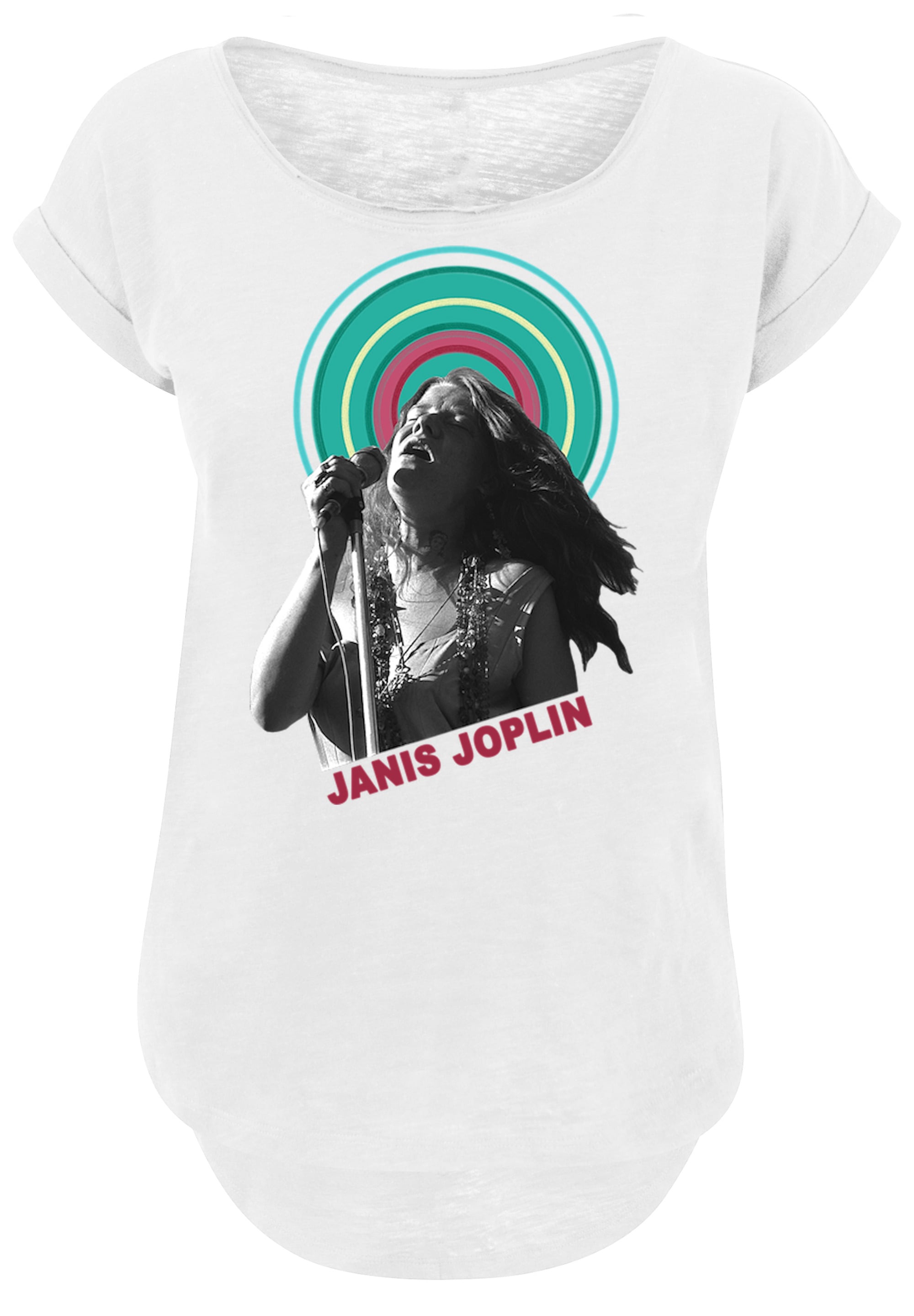 F4NT4STIC T-Shirt »Long Cut T-Shirt 'Janis Joplin Halo Photo'«, Damen,Premium Merch,Lang,Longshirt,Bandshirt