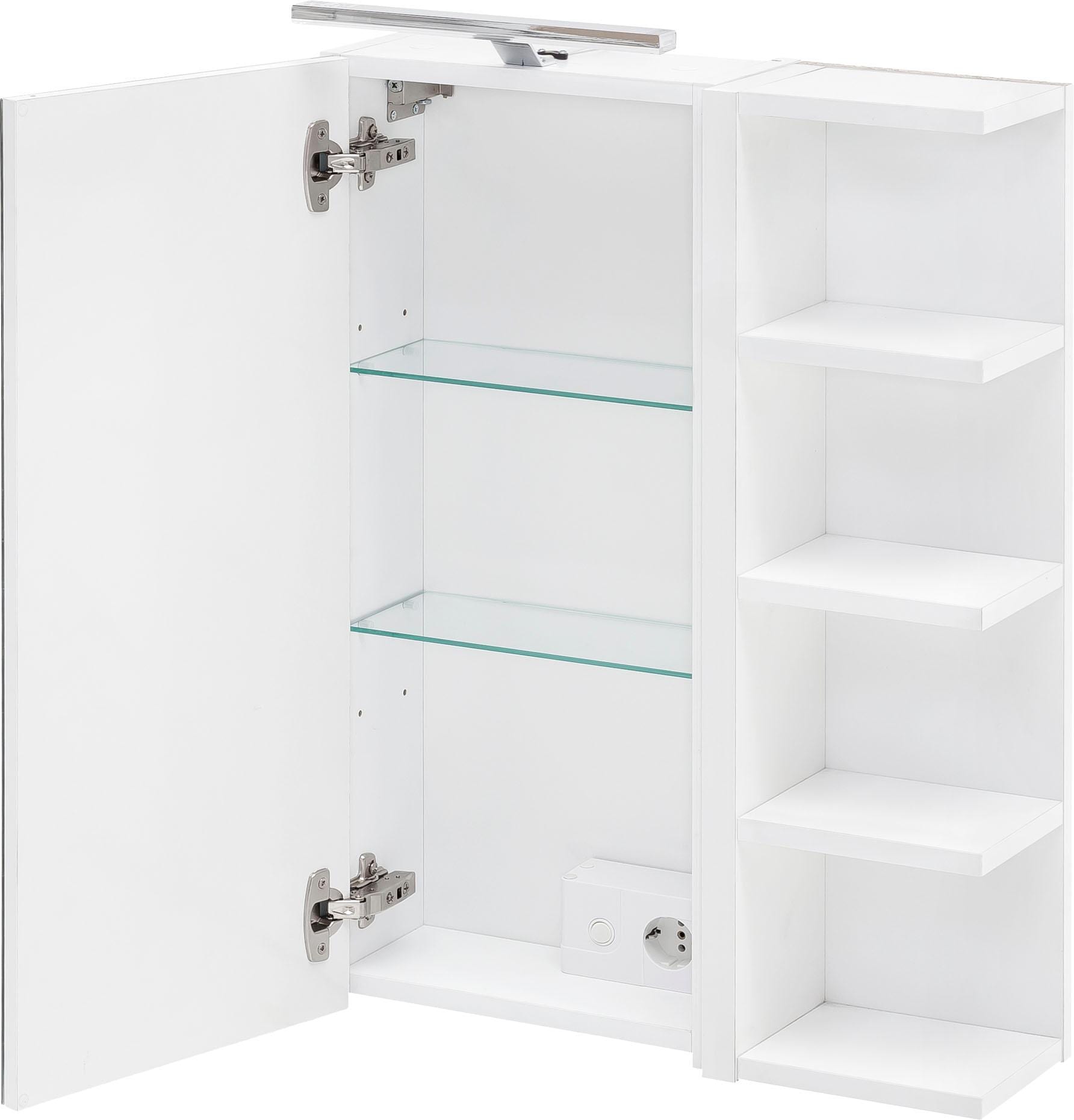 Schildmeyer Spiegelschrank, Breite 50 cm, 1-türig, LED-Beleuchtung, Schalter-/Steckdosenbox