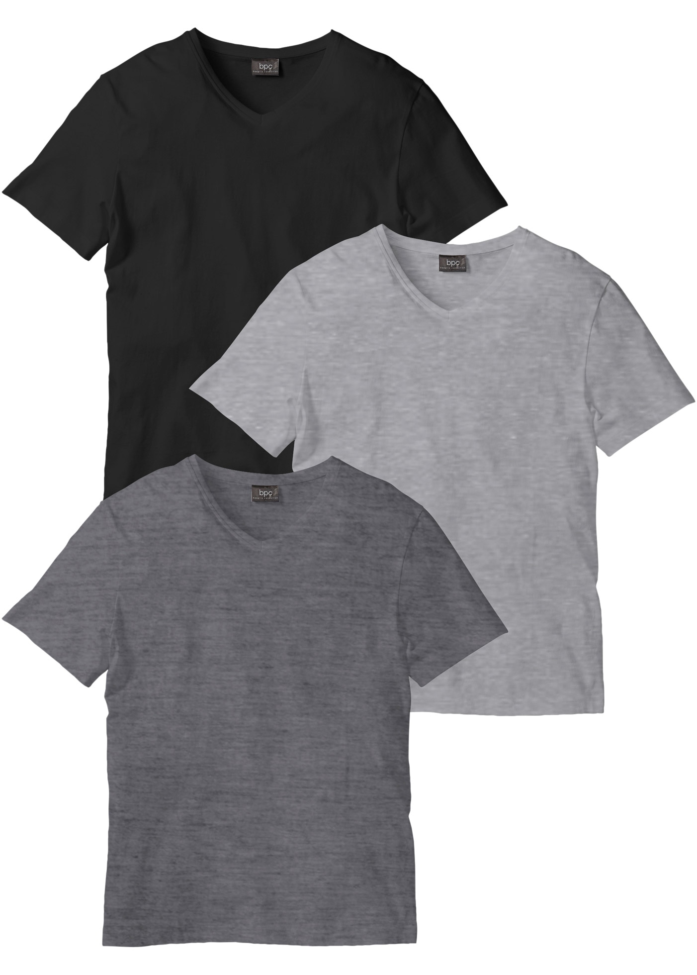 bonprix T-Shirt "T-Shirt mit V-Ausschnitt (3er Pack)" Packung, 3, 3 Stk. Re günstig online kaufen
