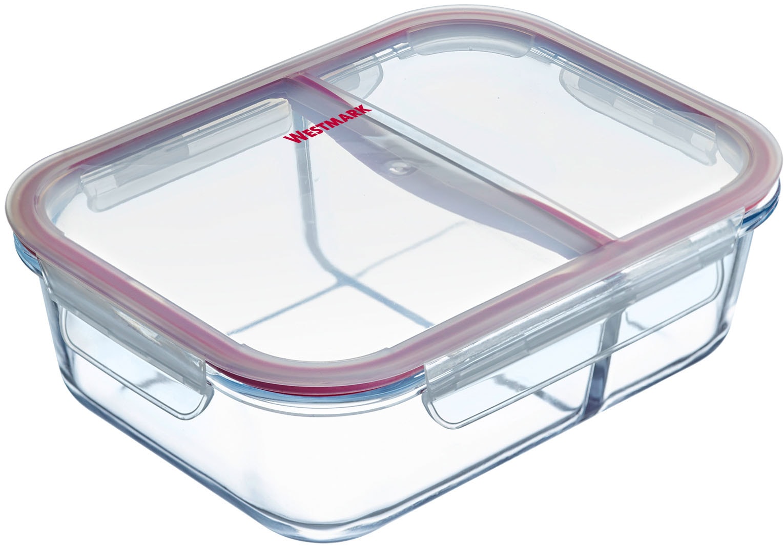 WESTMARK Frischhaltedose "Glas-Frischhaltedose 980 ml, mit 2 separaten Fächern" mikrowellen- und ofenfest, 980 ml = 550 + 430 ml
