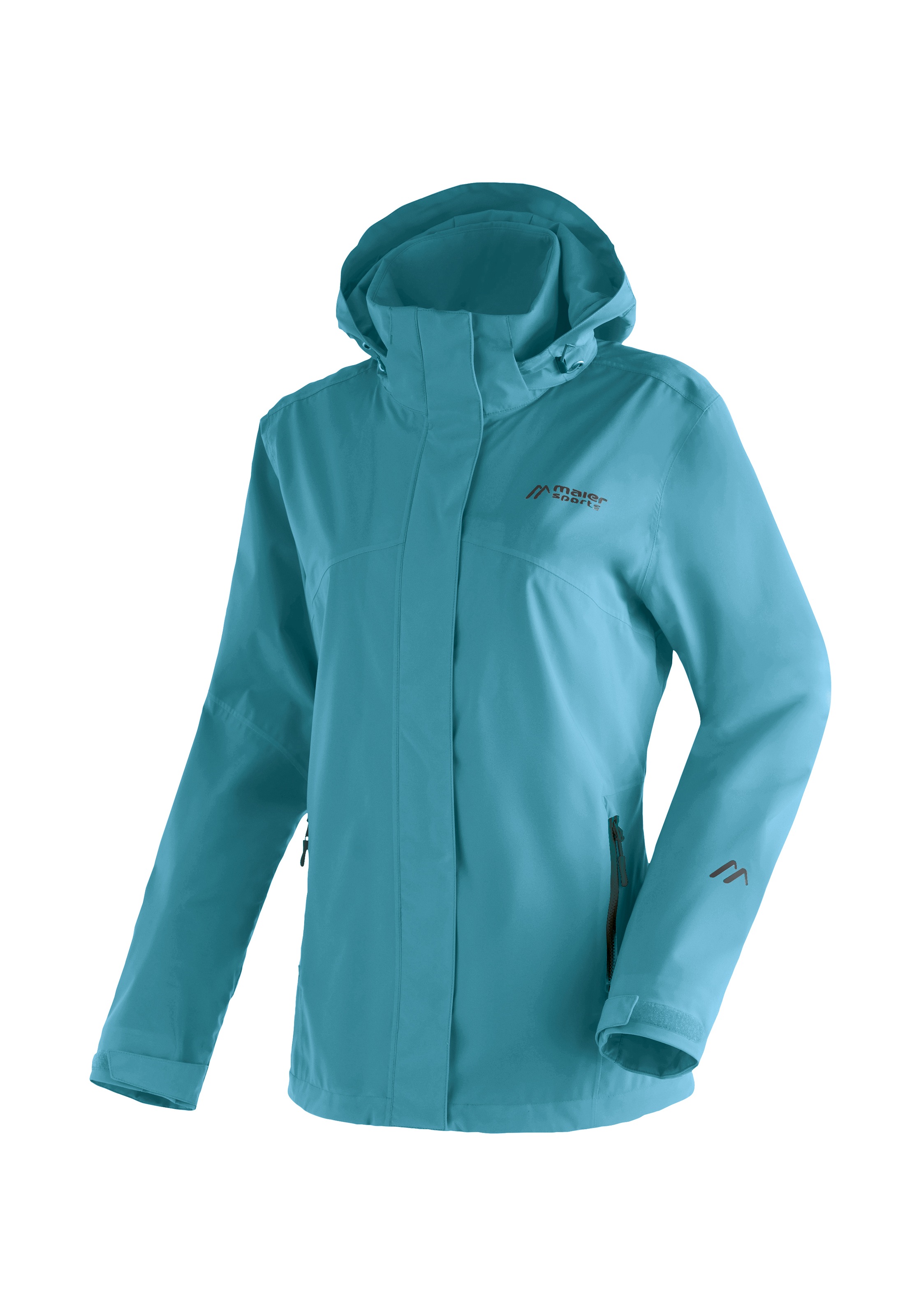MAIER SPORTS Damen Regenjacke "Metor rec W"aquablau, Gr. 48, 100% Polyester, Jacken, Damen Jacke mit Kapuze, Windjacke wasserdicht atmungsaktiv, Reg.