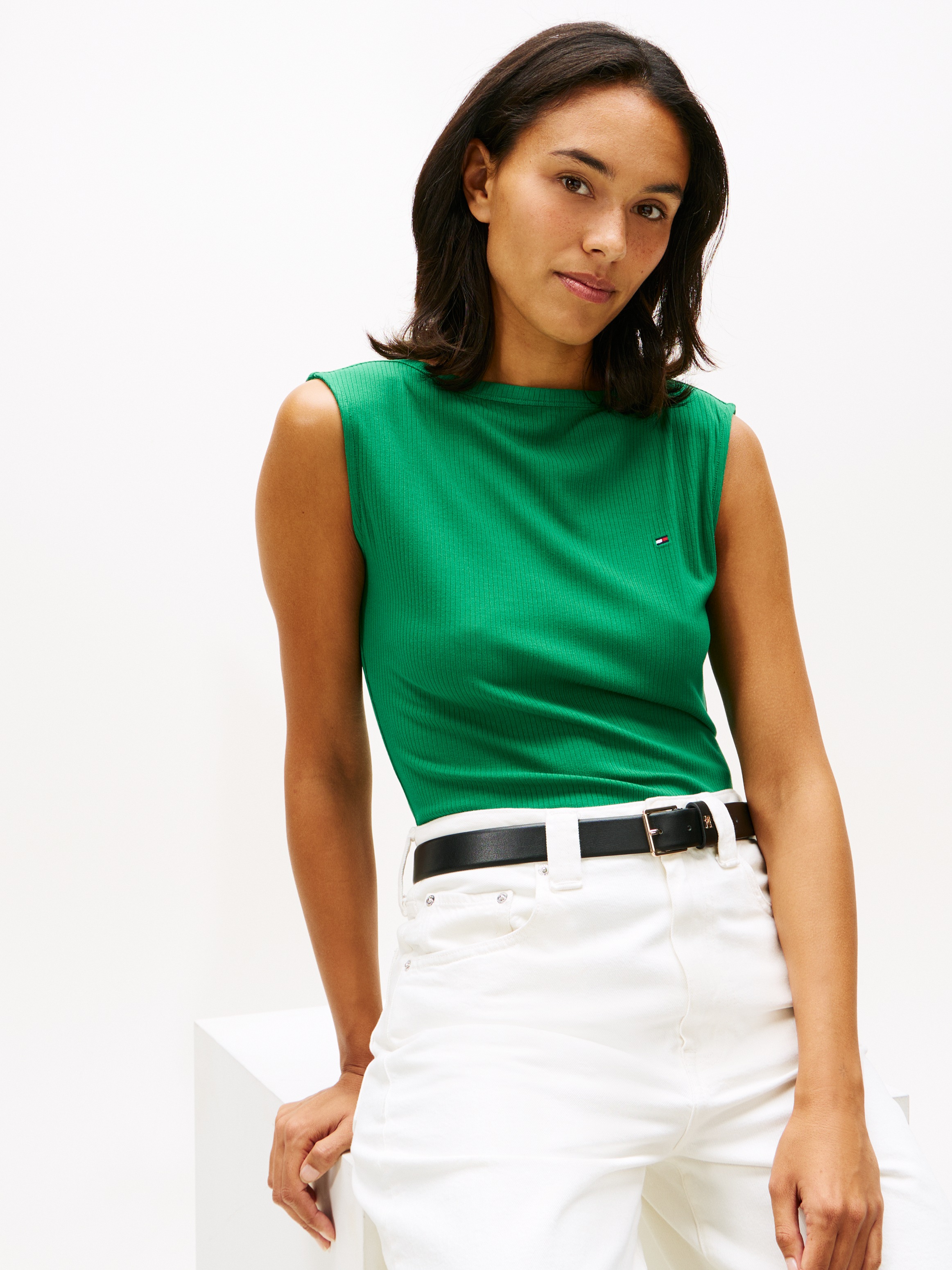 Tommy Hilfiger T-Shirt "SLIM 5X2 RIB BOAT-NK TANK" in gerippter Struktur günstig online kaufen