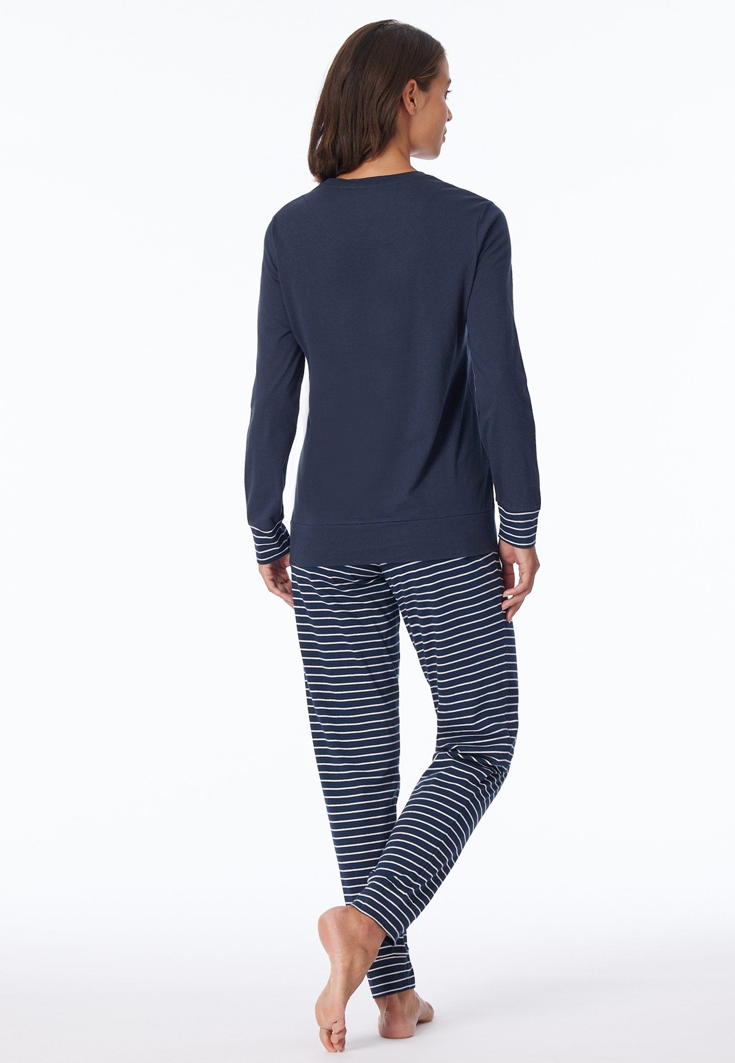uncover by SCHIESSER Schlafanzug »UNCOVER Nightwear«, (2 tlg.), Rundhalsausschnitt, Pure Cotton, Streifen, Single Jersey, Langarm