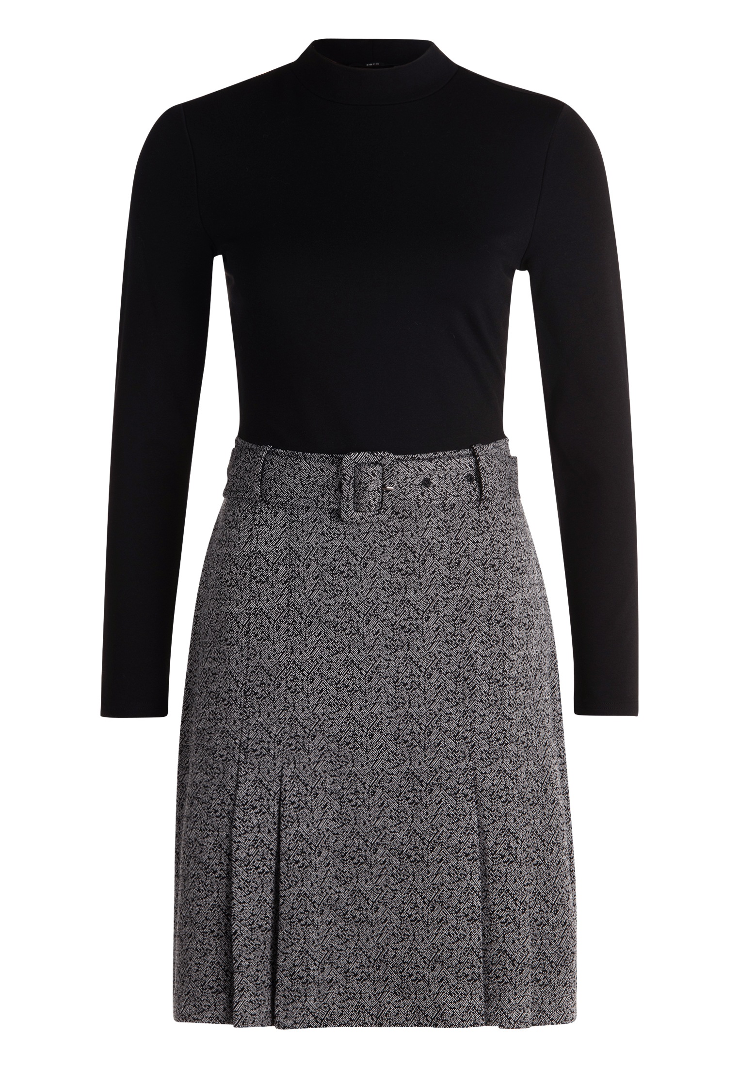 Zero Minikleid "Damen 2 in 1 Optik Fischgrätenmuster" Ohne Tasche Gürtel günstig online kaufen