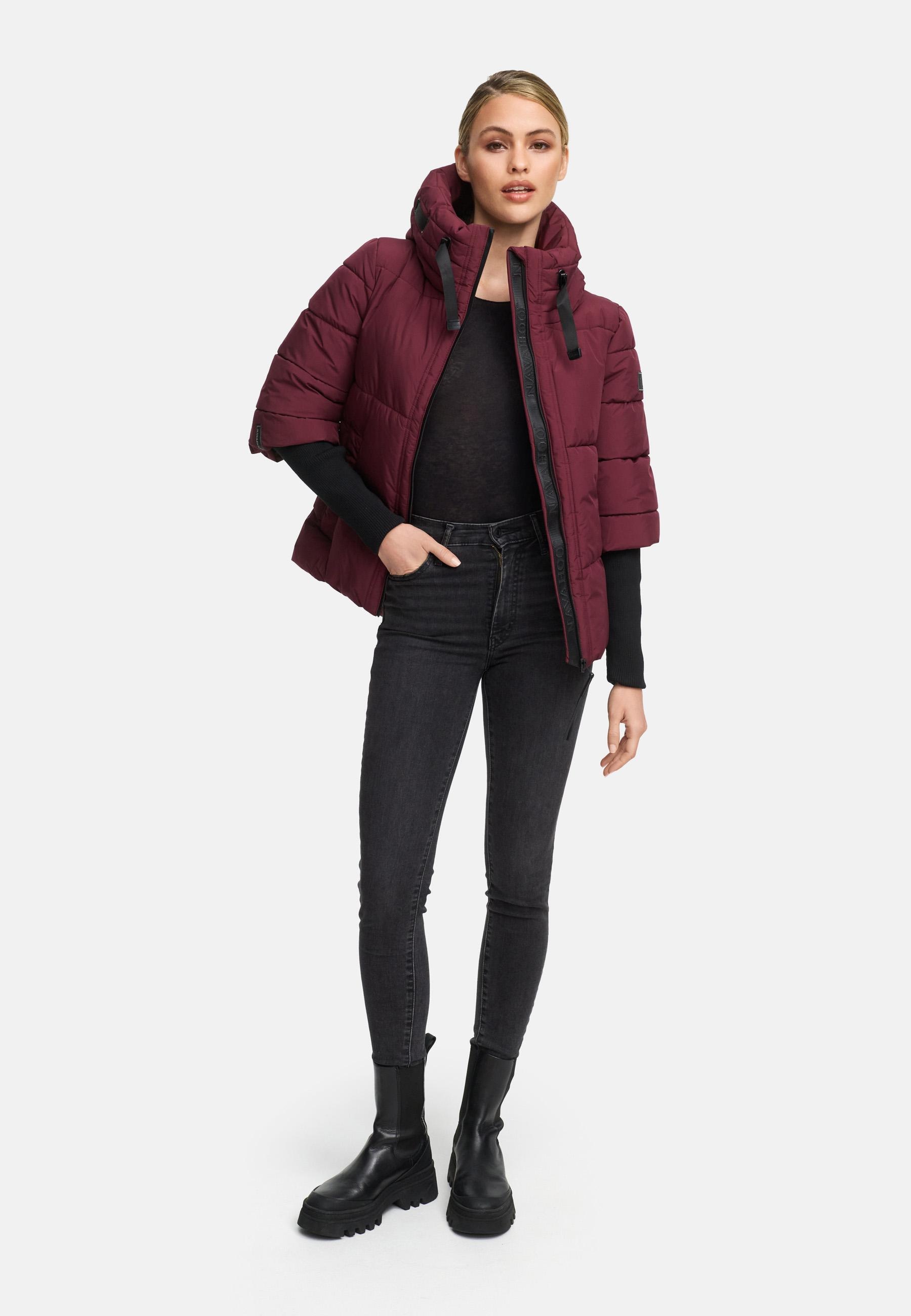 Navahoo Steppjacke »Lotusherz XIV«, mit Kapuze, Warme gesteppte Winterjacke mit Rippstrickärmeln
