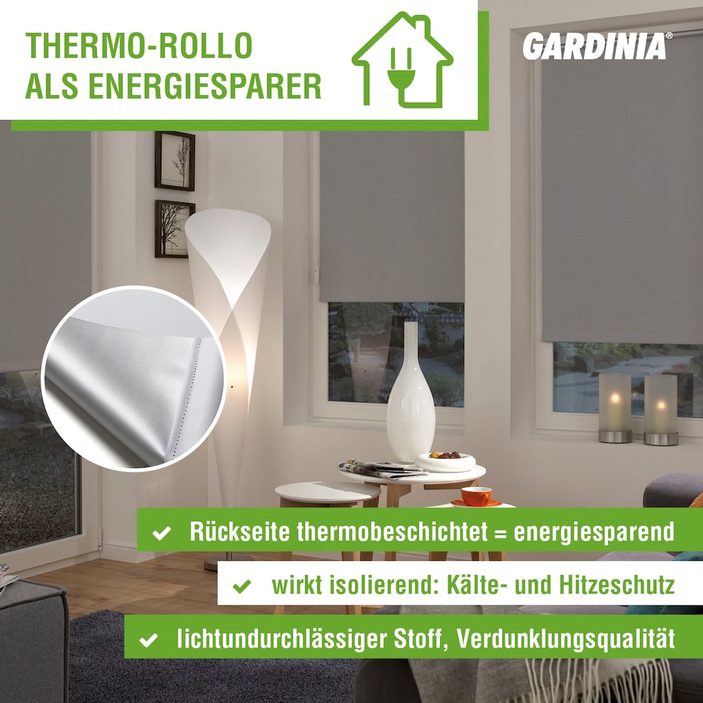 GARDINIA Seitenzugrollo »EASYFIX Rollo Thermo ENERGIESPAREND«, verdunkelnd, energiesparend, ohne Bohren